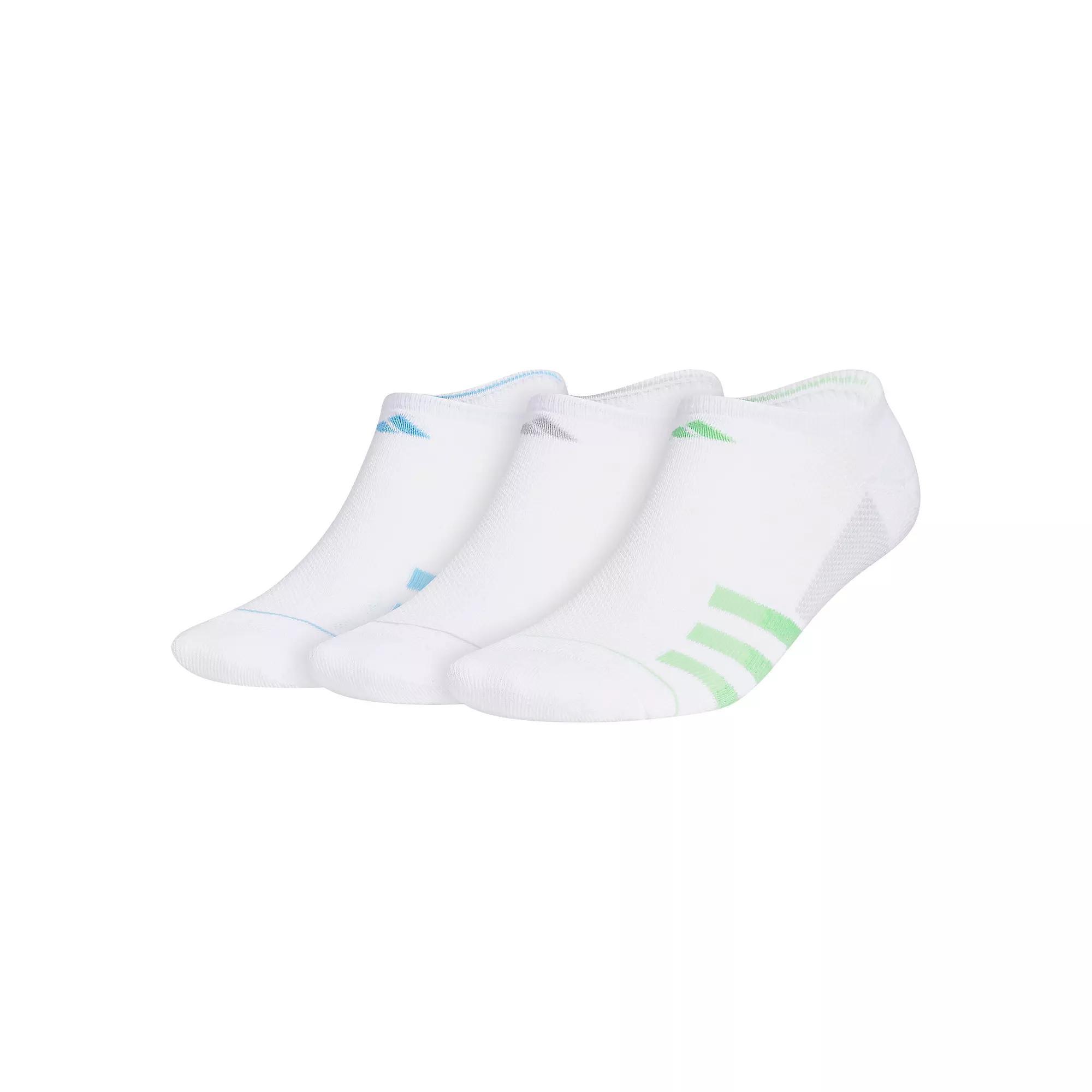 Men's adidas 3-pack Superlite 3 Stripe No-Show Socks, Size: 6-12, White Blue Green Product Image