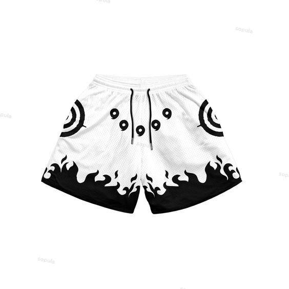 Sopula Flame Geometric Print Drawstring Mesh Shorts Product Image