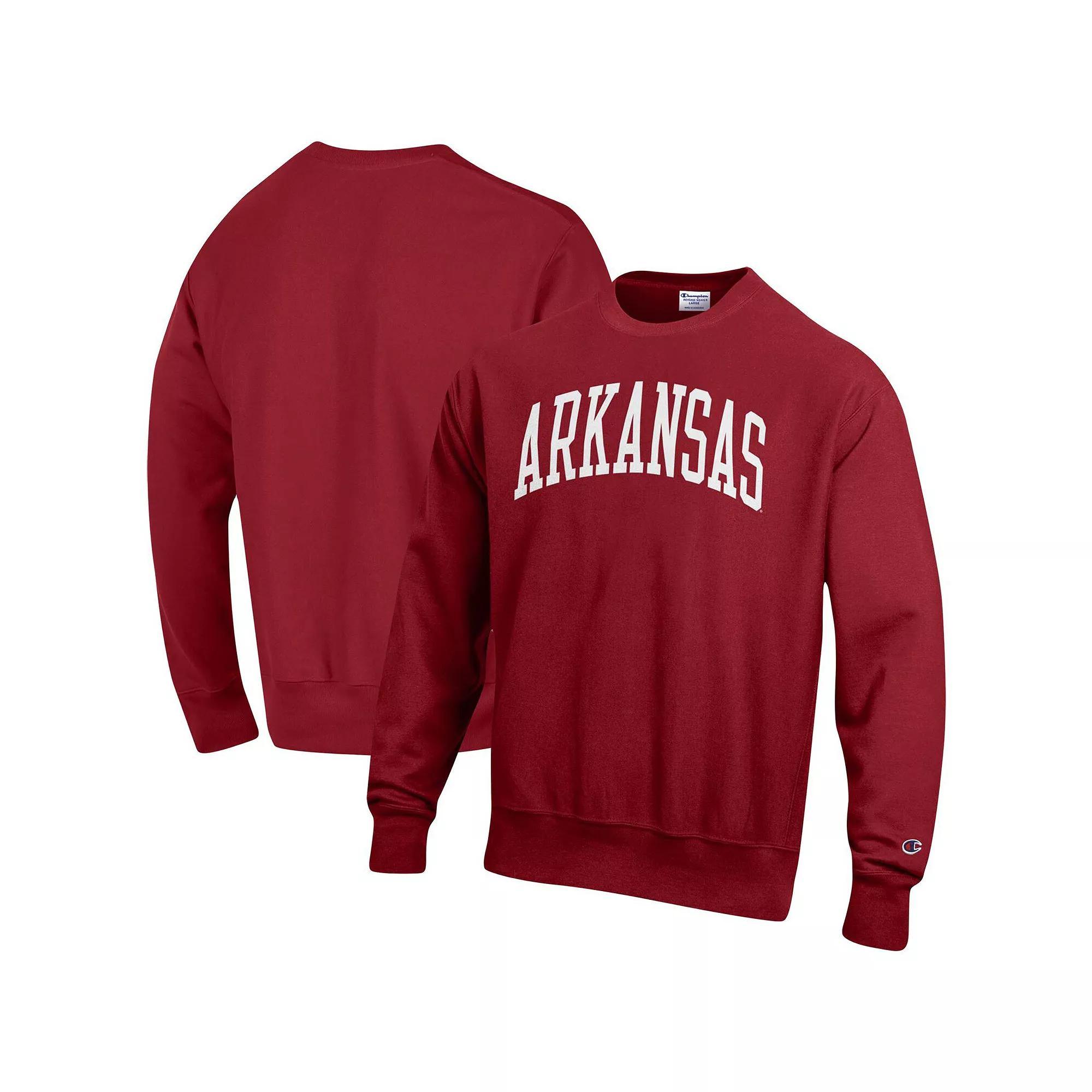 Men's Champion Red Louisville Cardinals Arch Reverse Weave Pullover Sweatshirt,  Product Image