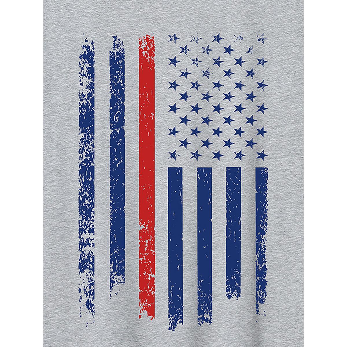 Plus Size American Flag Round Neck T-Shirt Mediumgray Women Leisure Non Country Round Neck Casual T-shirts BloomChic 22-24/3X Product Image