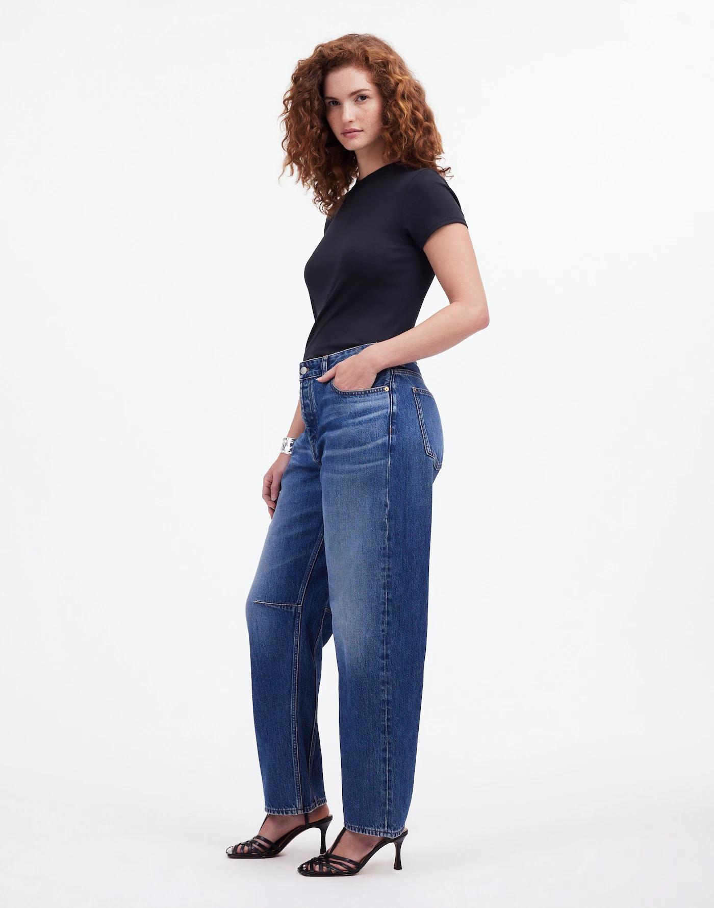 The Curvy Darted Barrel-Leg Jean in Irmo Wash Product Image