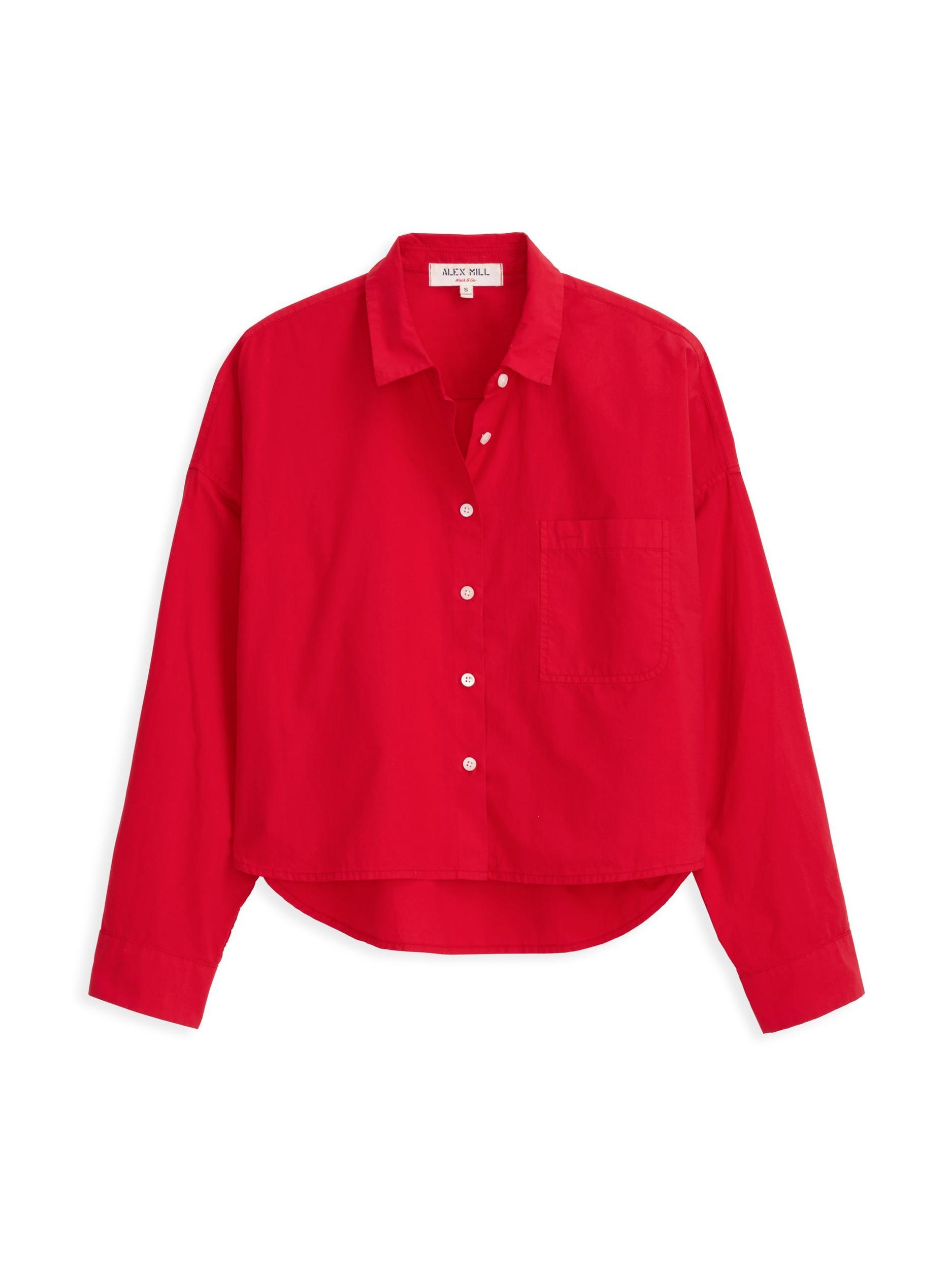 Cropped Jo Shirt in Cotton Poplin Product Image