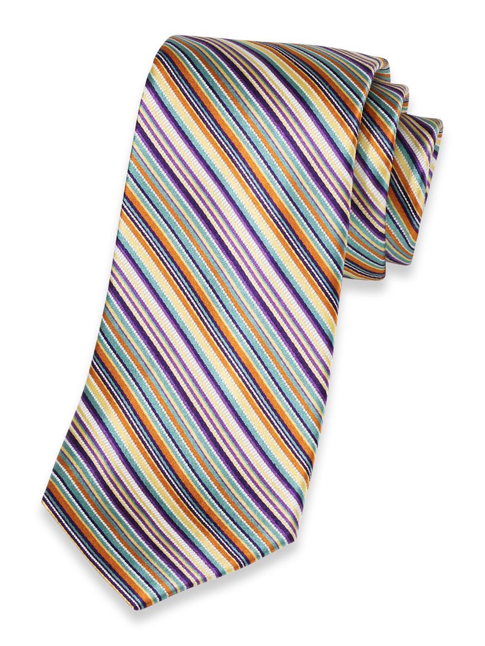 Stripe Woven Silk Tie - Purple Multi Product Image