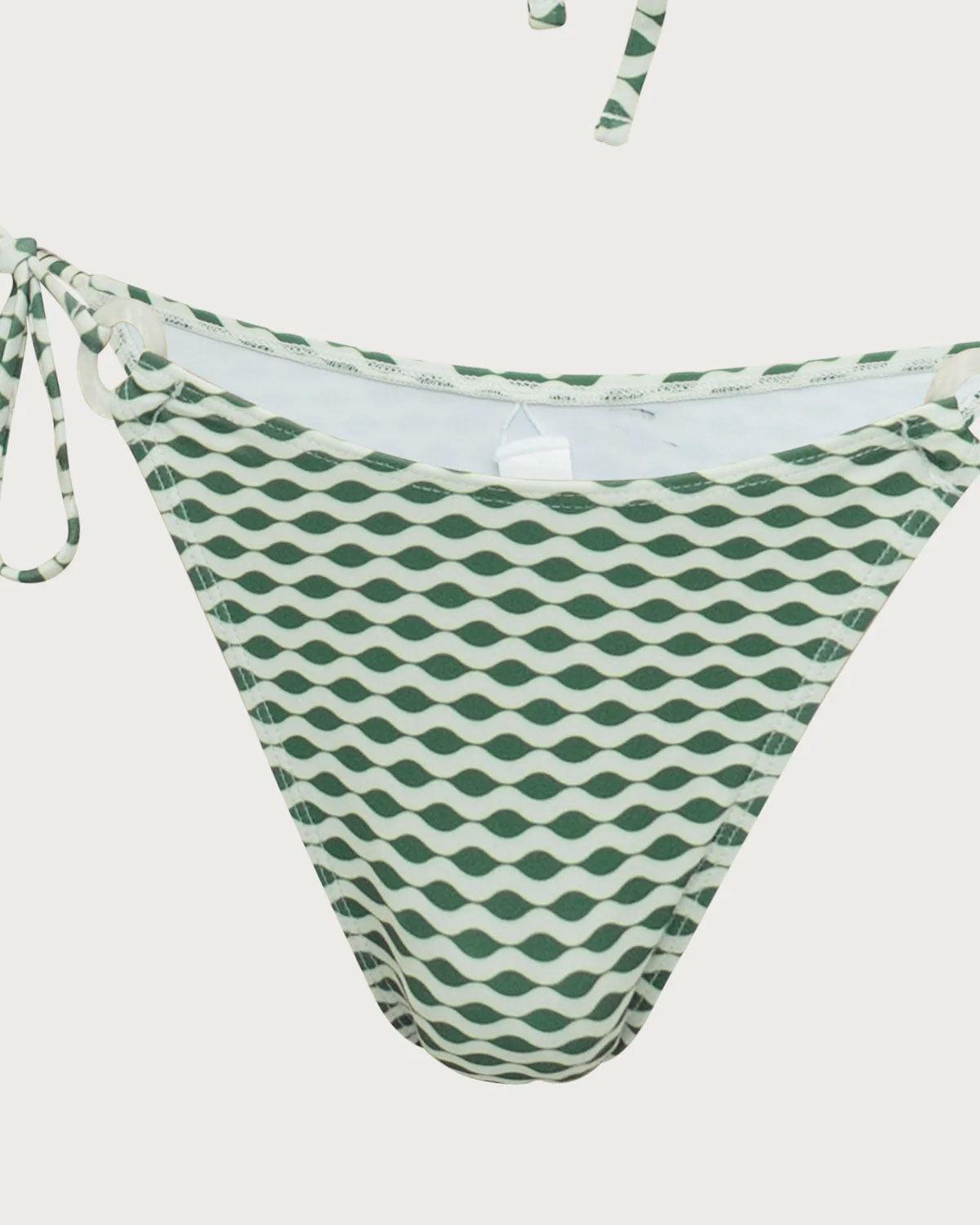 Green Wave Print Hoop Bikini Set Product Image