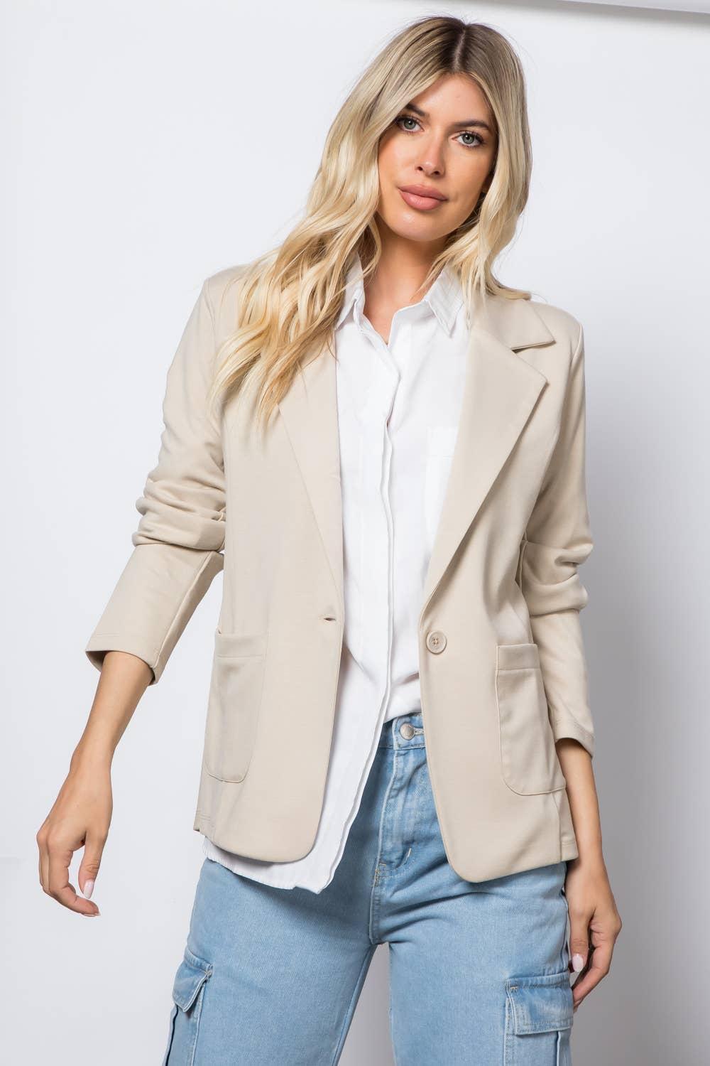 Ponte One Button Pocket Blazer Product Image