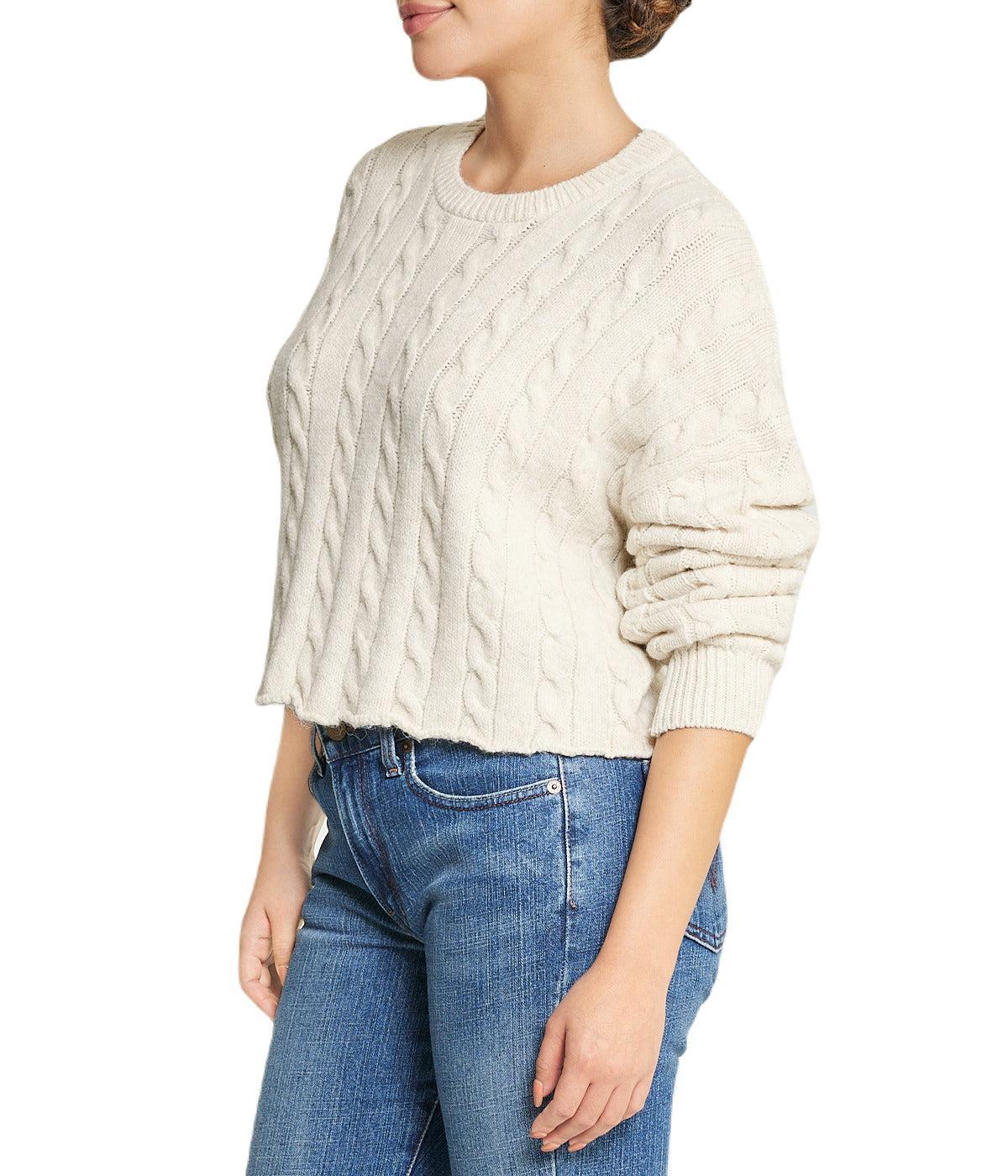 Cropped Boxy Cable Knit Sweater Product Image