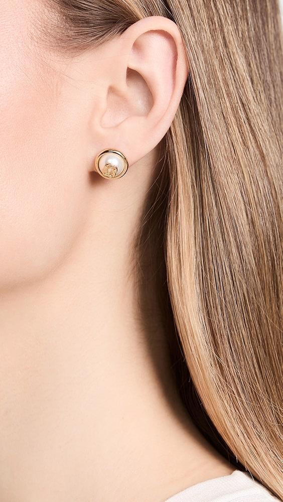 Casablanca Pearl Logo Stud Earrings | Shopbop Product Image