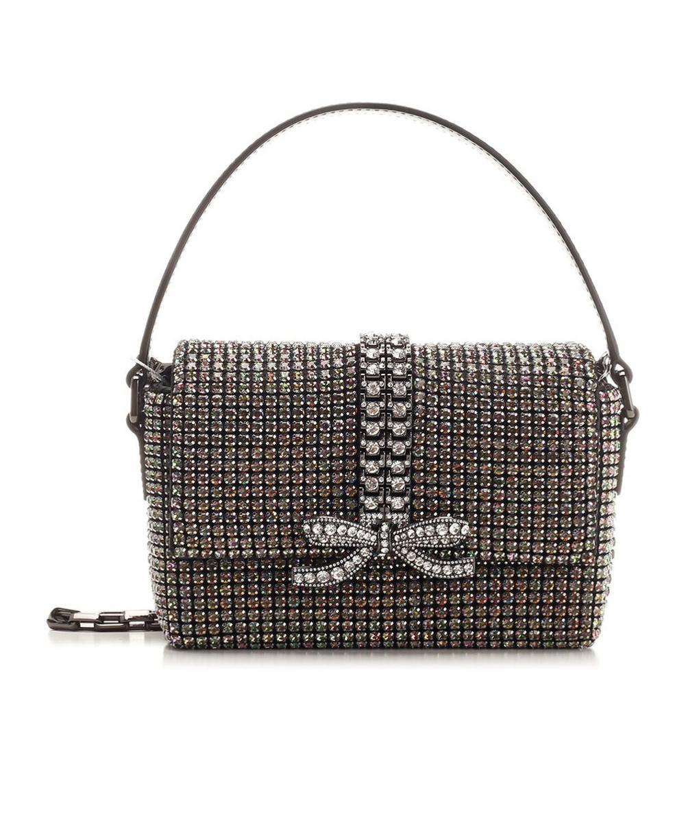 SELF-PORTRAIT Rhinestone Embellished Bow Bag In Black Product Image