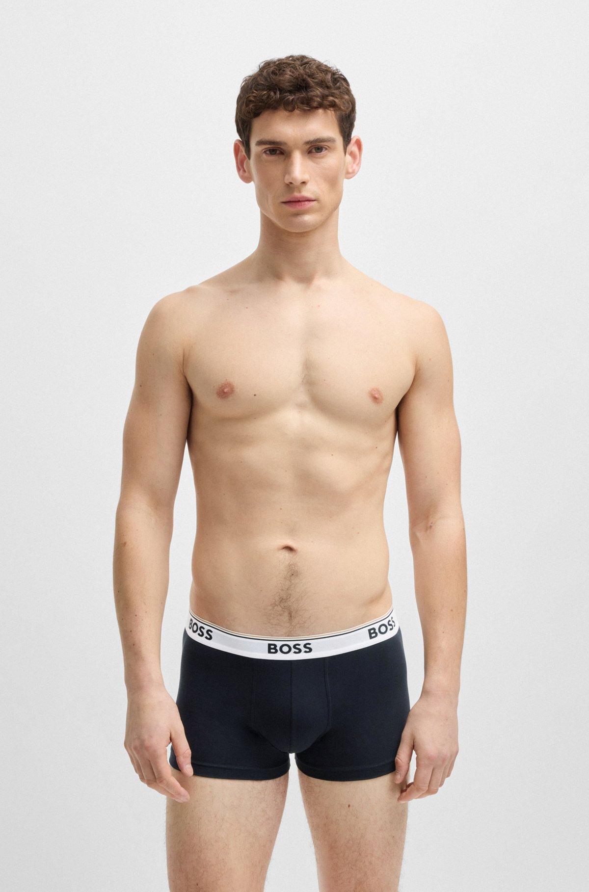Three-pack of logo-waistband trunks in stretch cotton Product Image