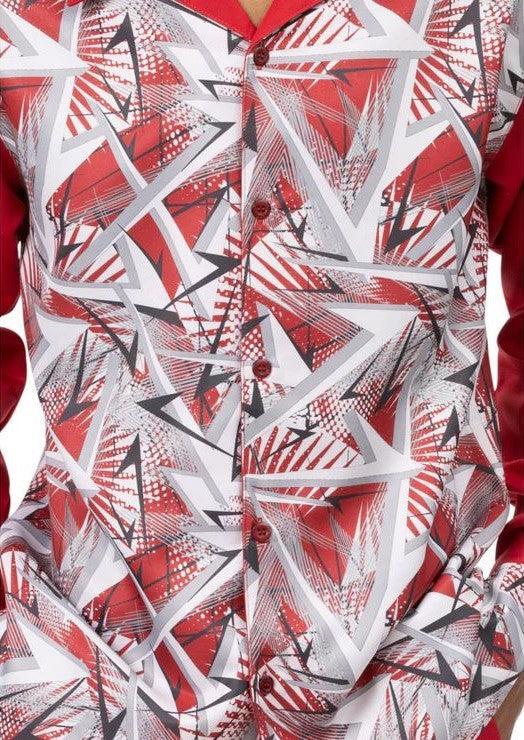 Red Abstract Pattern Long Sleeve Walking Suit Product Image