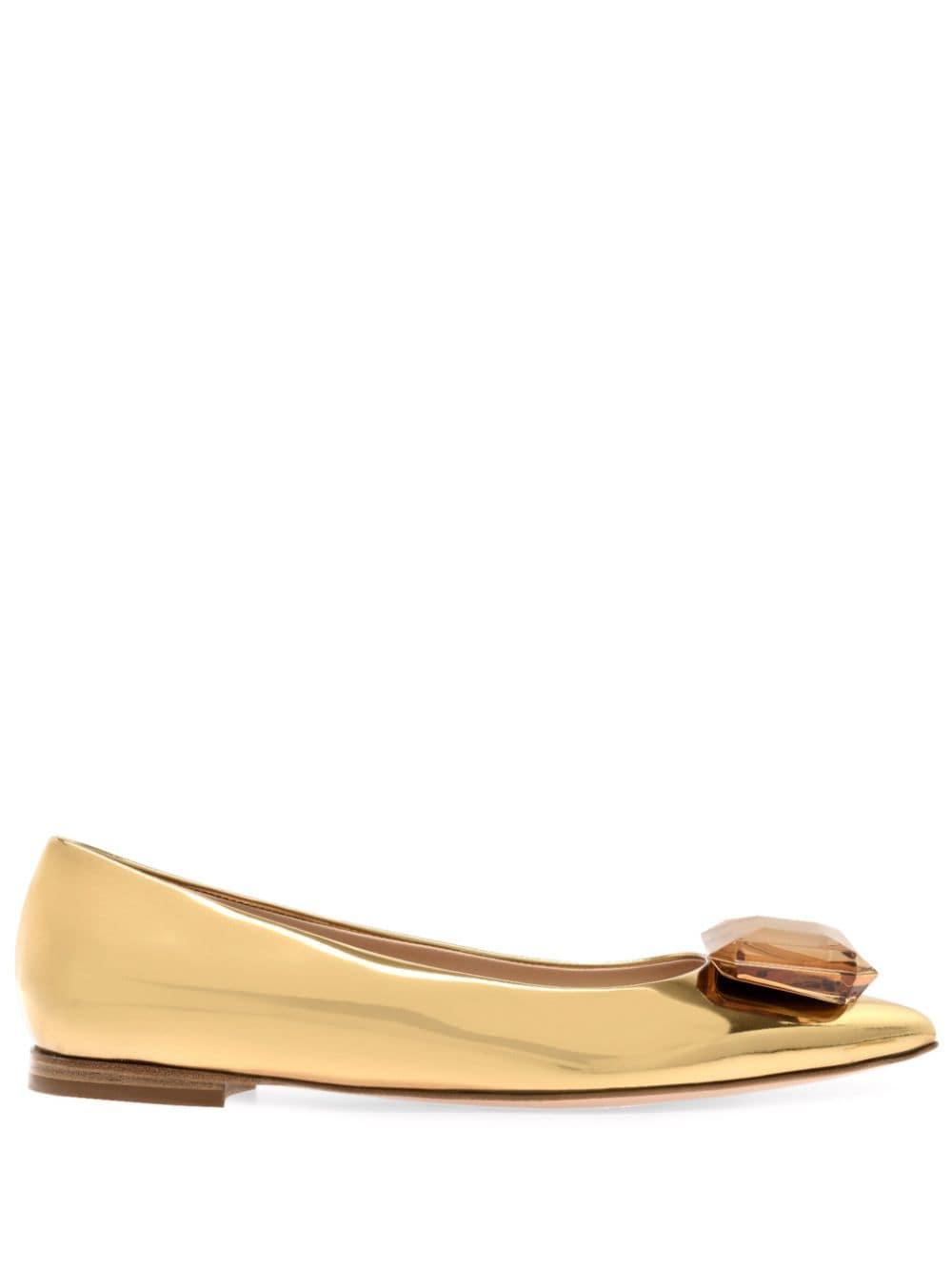 GIANVITO ROSSI Jaipur Metallic-effect Pumps In Gold Product Image