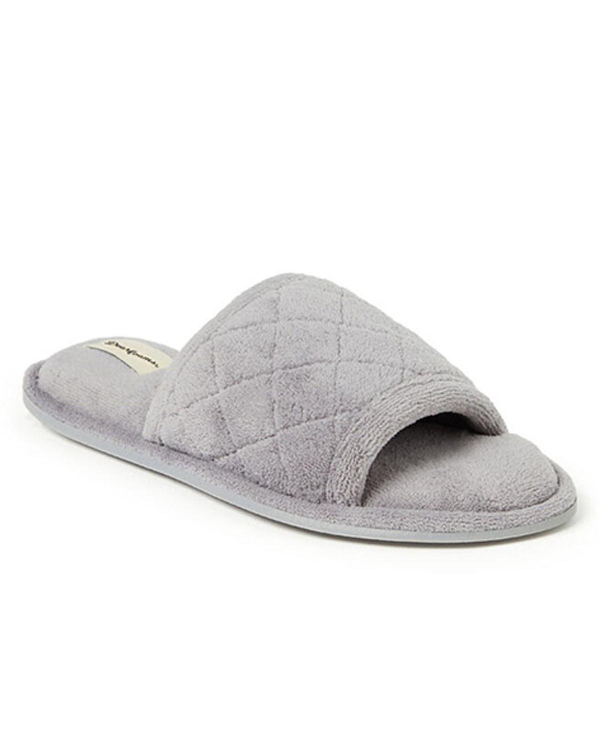 Dearfoams Microfiber Terry Quilted Womens Slide Slippers White Product Image