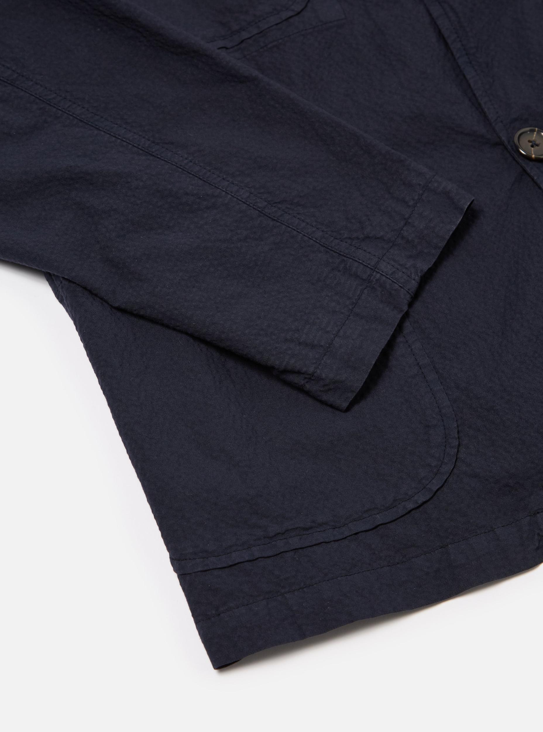 Universal Works Five Pocket Jacket in Navy Seersucker II Product Image
