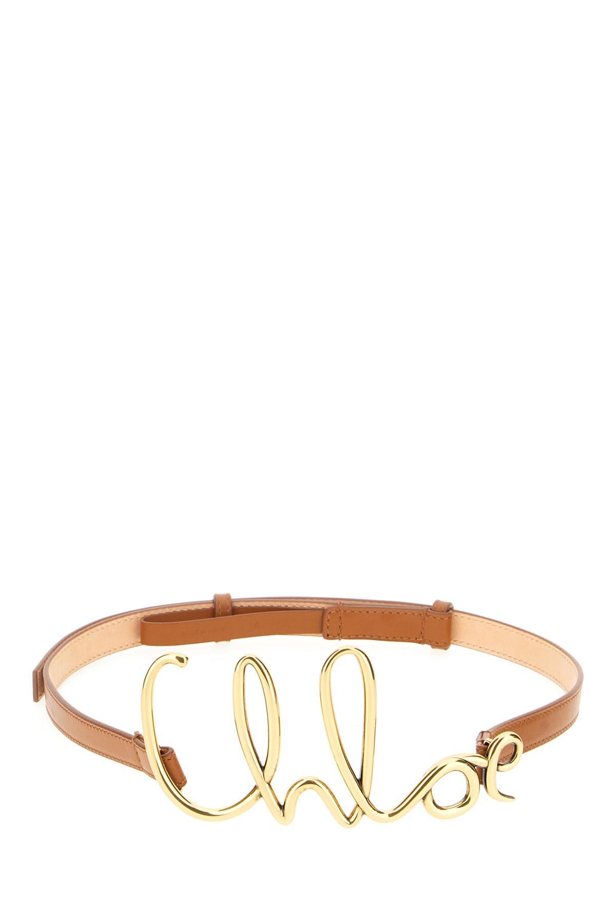 CHLOÉ Camel Leather Belt In Clay Brown Product Image