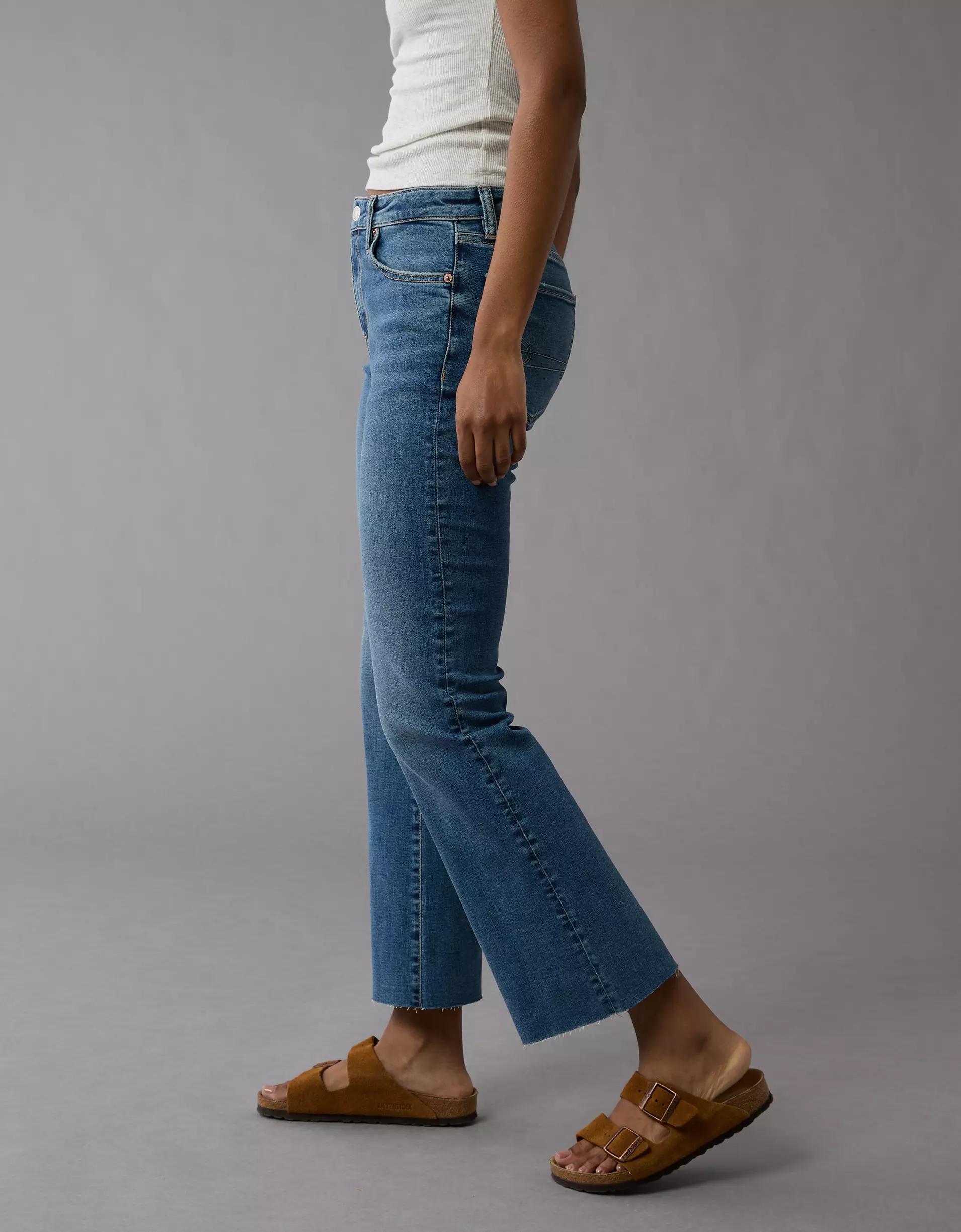 AE Next Level High-Waisted Kick Bootcut Crop Jean Product Image