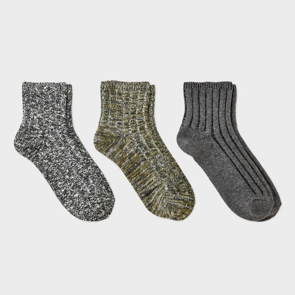 Womens Four Color Marled and Solid Ribbed 3pk Ankle Socks - Universal Thread 4-10 Product Image