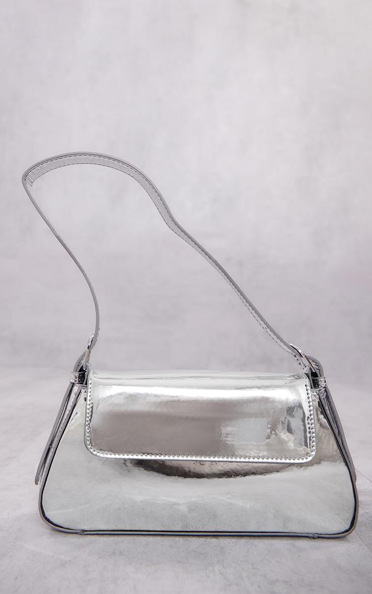 Silver Metallic Trapeze Shoulder Bag Product Image