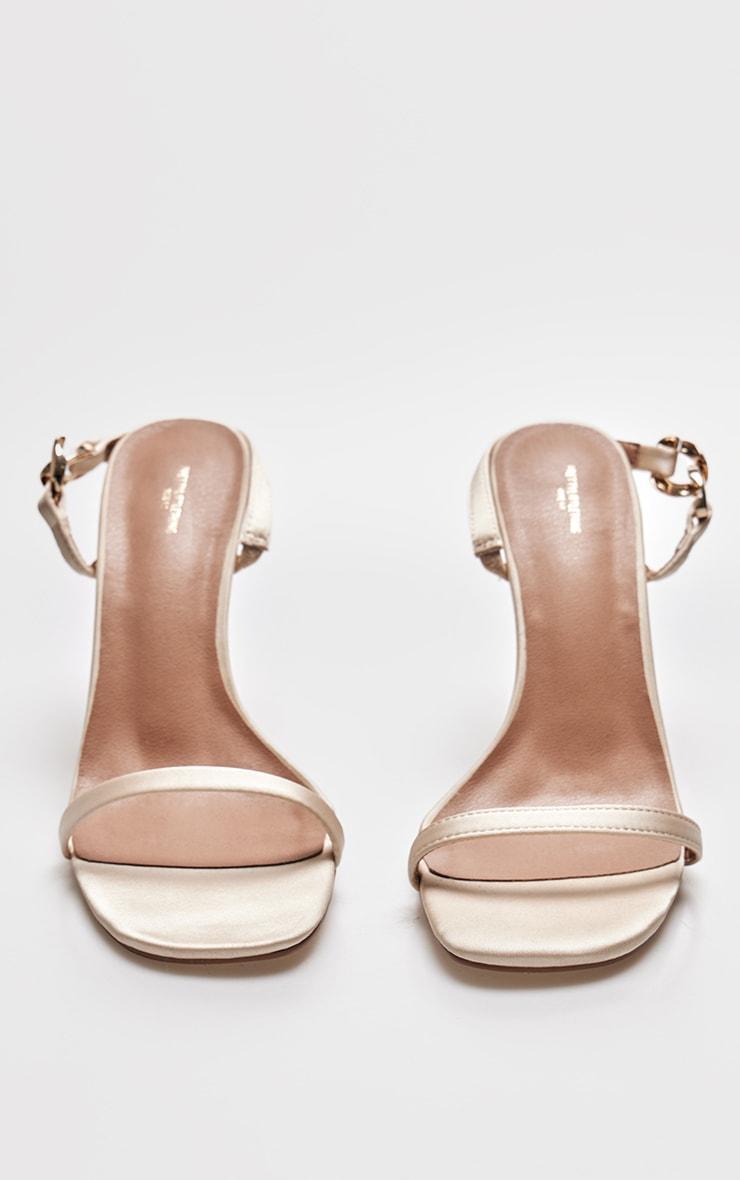 Champagne Wide Fit Satin Square Toe Linked Buckle Heeled Mules Product Image