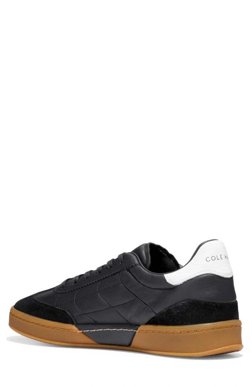 COLE HAAN Grandpro Breakaway Brand-embossed Leather Low-top Trainers In Black,nicotine Gum Product Image