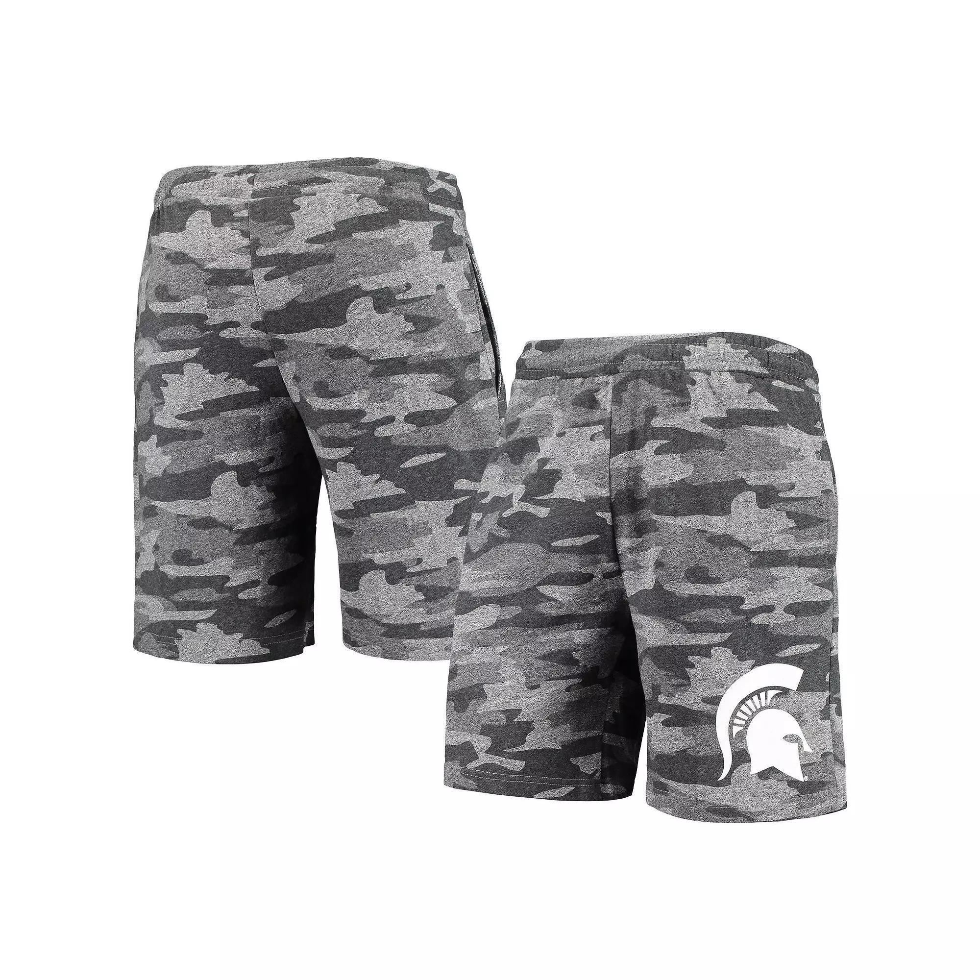 Men's Concepts Sport Charcoal/Gray Michigan State Spartans Camo Backup Terry Jam Lounge Shorts,  Product Image