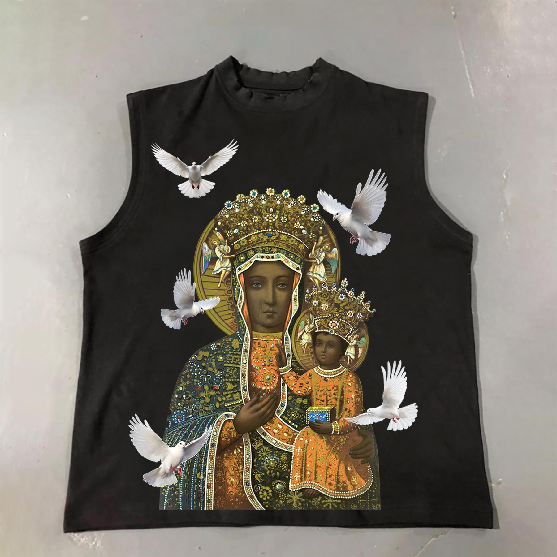 Sopula Men's Black Madonna And Child Cotton Tank Top Product Image