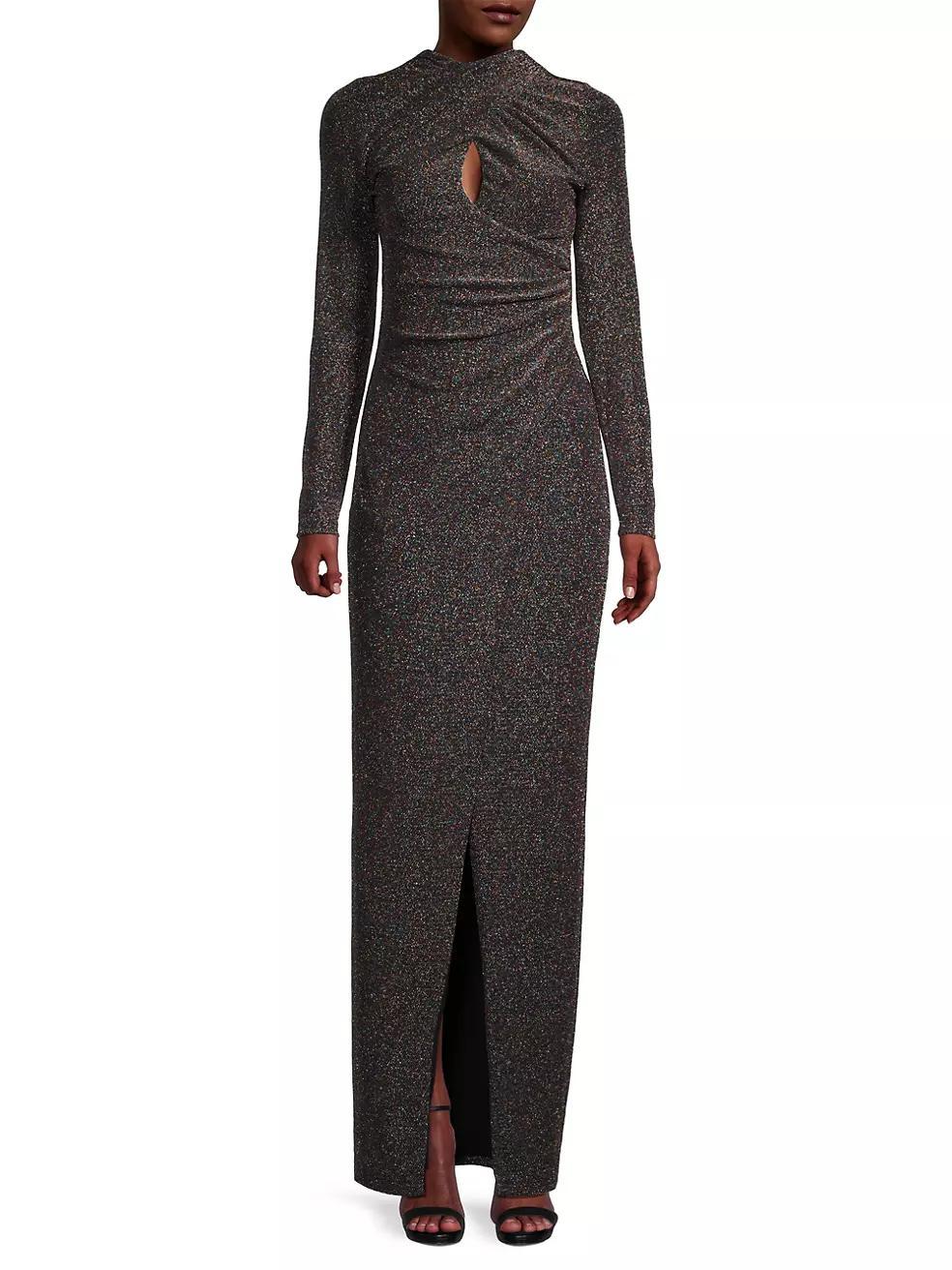 Cece Metallic Long-Sleeve Gown Product Image