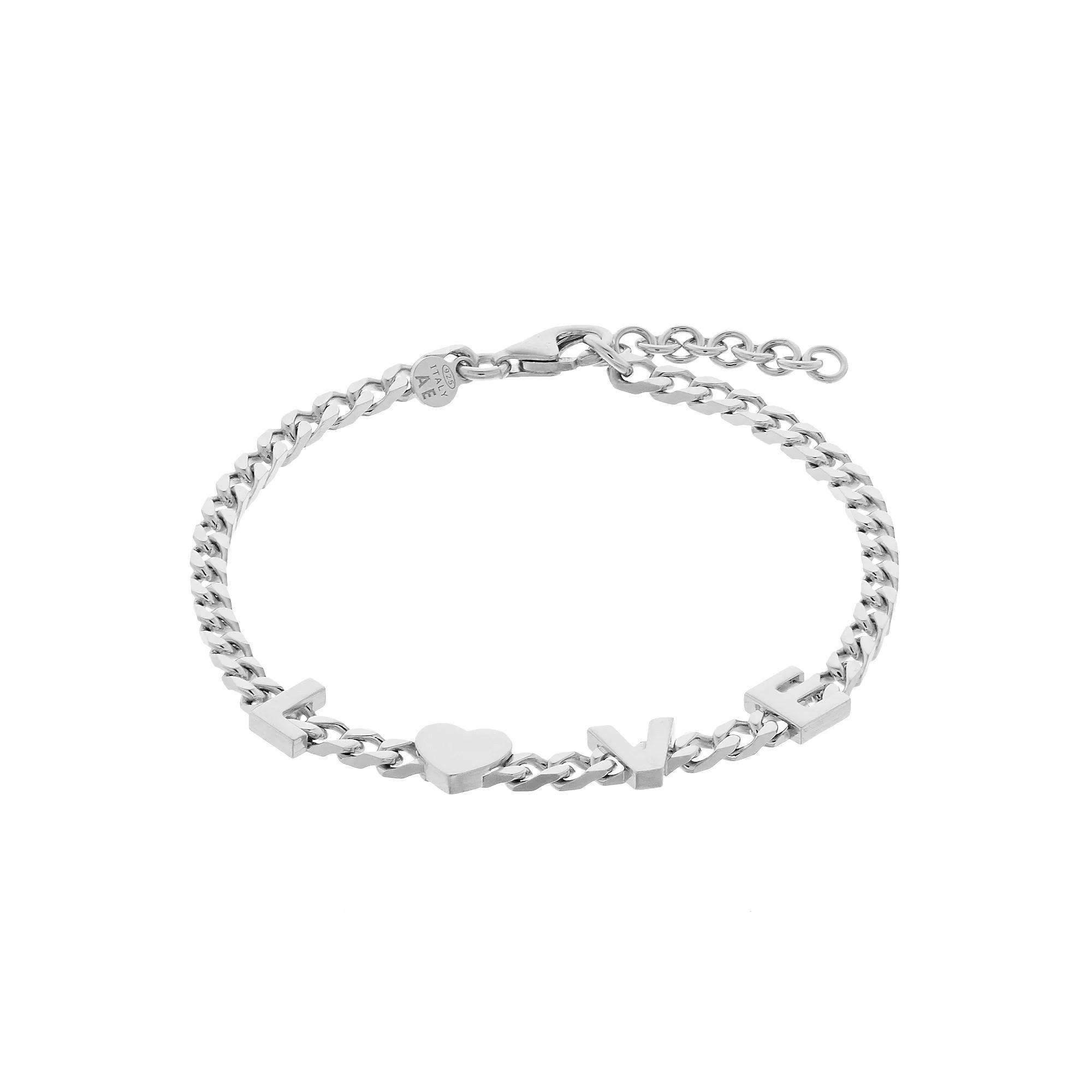 Sterling Silver L-O-V-E Chain Bracelet, Women's, Size: 8.5" Product Image