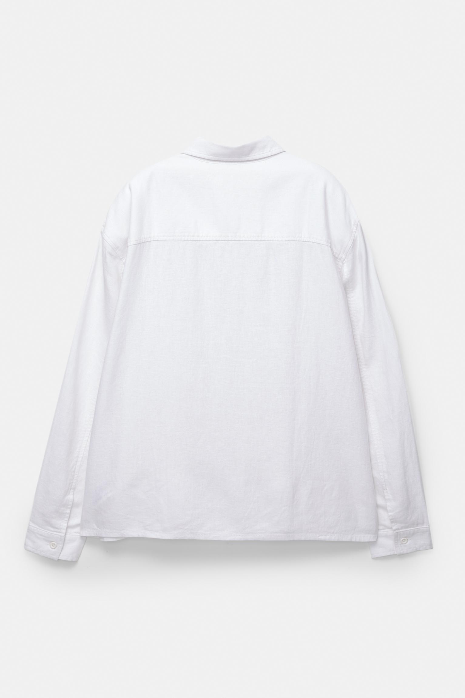 Long sleeve linen blend shirt Product Image