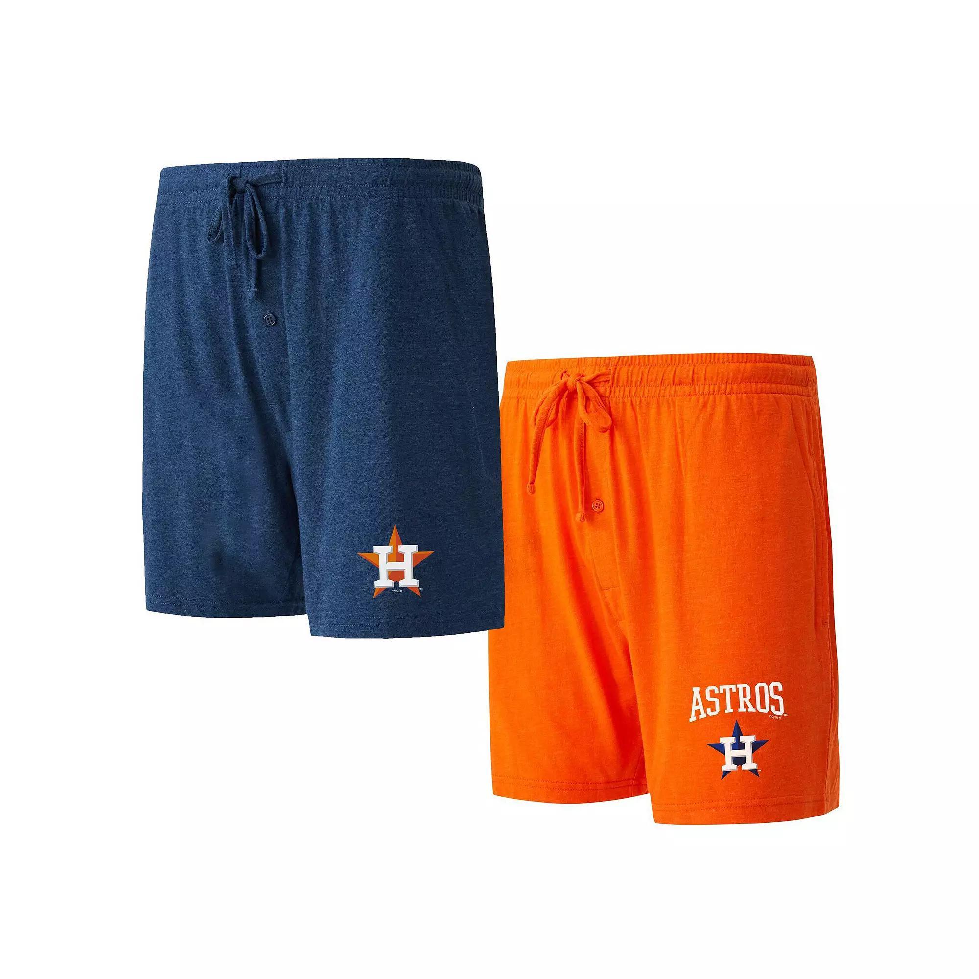 Men's Concepts Sport Navy/Orange Houston Astros Two-Pack Meter Sleep Shorts, Size: Small, Blue Product Image