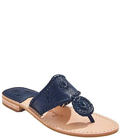 Jack Rogers Jacks Leather Flat Thong Sandals Product Image