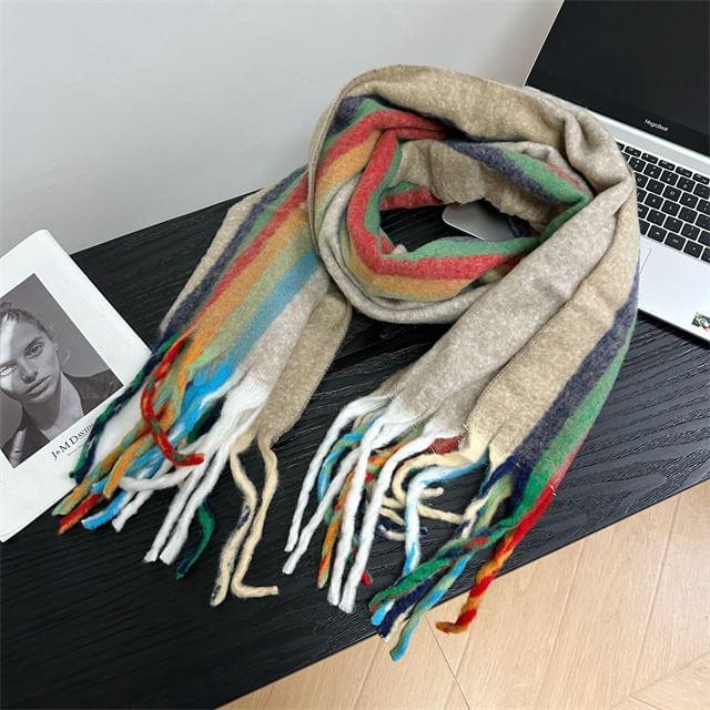 Striped Fringe Scarf Product Image