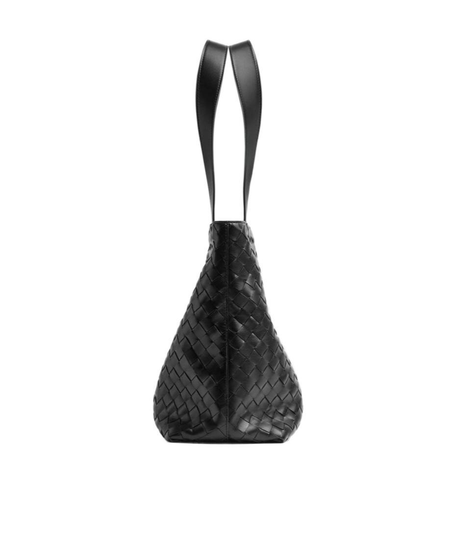 BOTTEGA VENETA Small Intreciato Zipper Handbag In Black Product Image