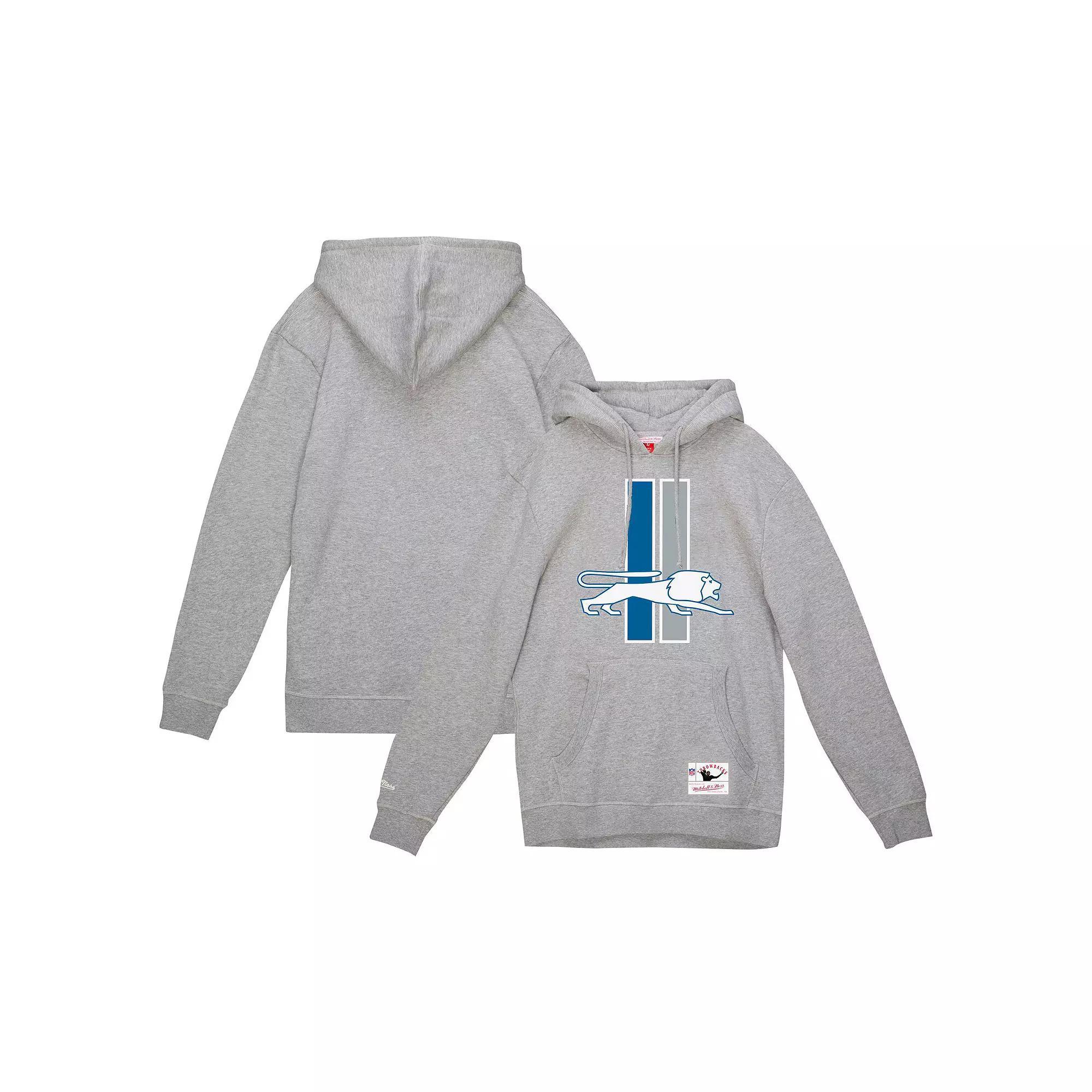 Men's Mitchell & Ness Heather Gray Detroit Lions Vintage Pullover Hoodie, Size: Small, Grey Product Image