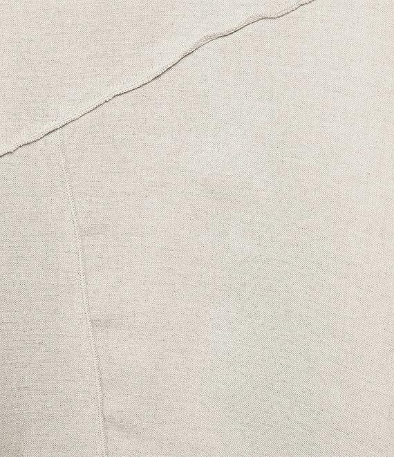 Ali Miles Plus Size Linen Blend V-Neck 3/4 Sleeve Asymmetrical Button Detail Tunic Product Image