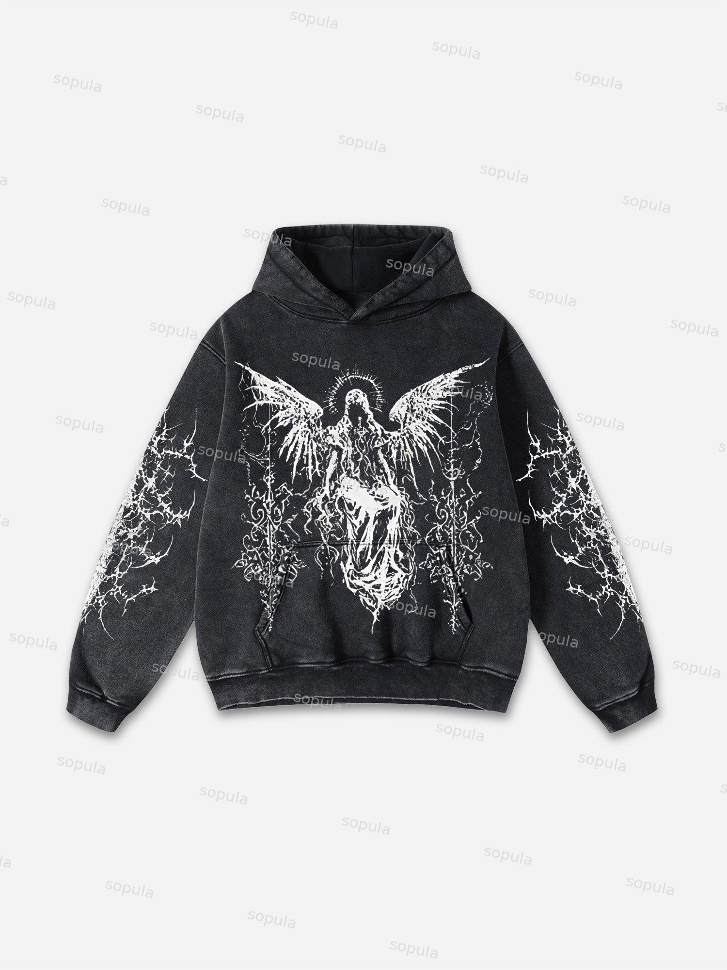 Sopula Vingate Portrait Phantom Graphic Acid Washed Oversized Hoodie Product Image