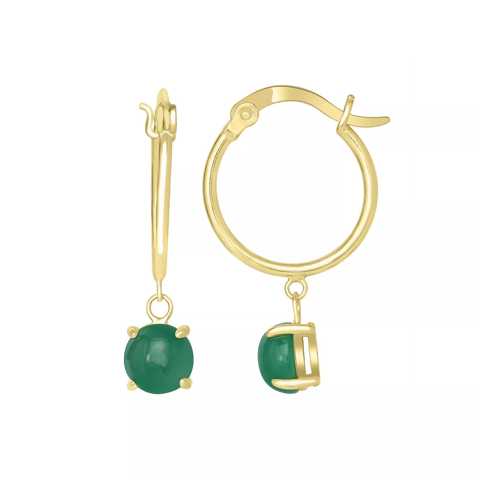 Gemistry 14k Gold Over Sterling Silver Stone Drop Hoop Earrings, Women's, Purple Product Image