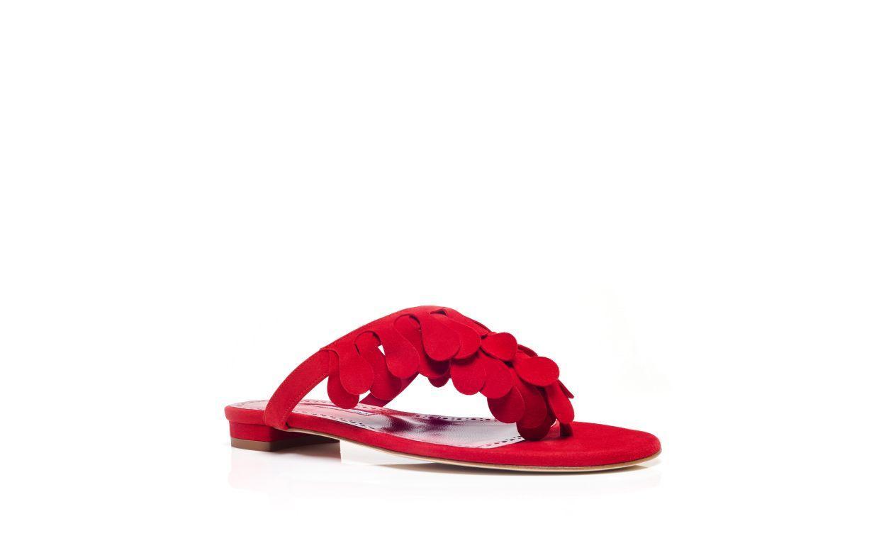 TAMAKO Red Suede Strappy Sandals Product Image