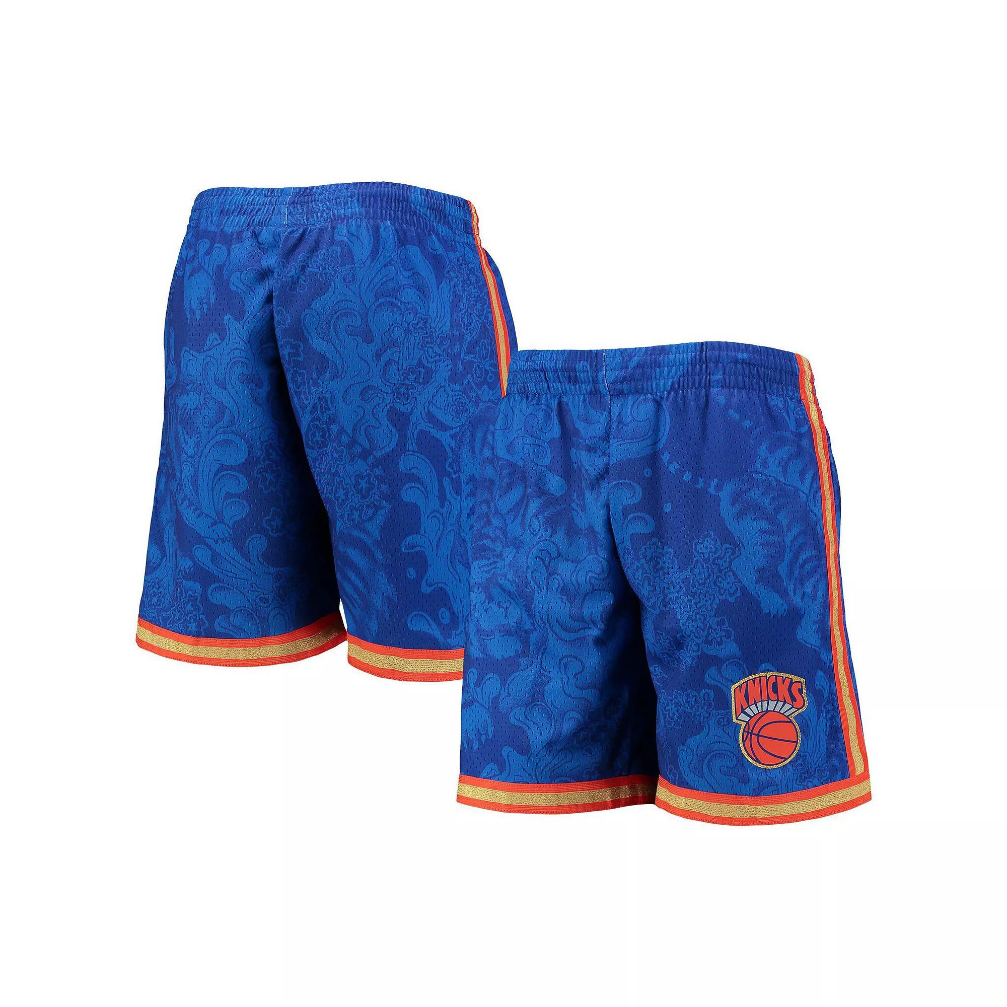 Men's Mitchell & Ness Blue New York Knicks Hardwood Classics Lunar New Year Swingman Shorts,  Product Image