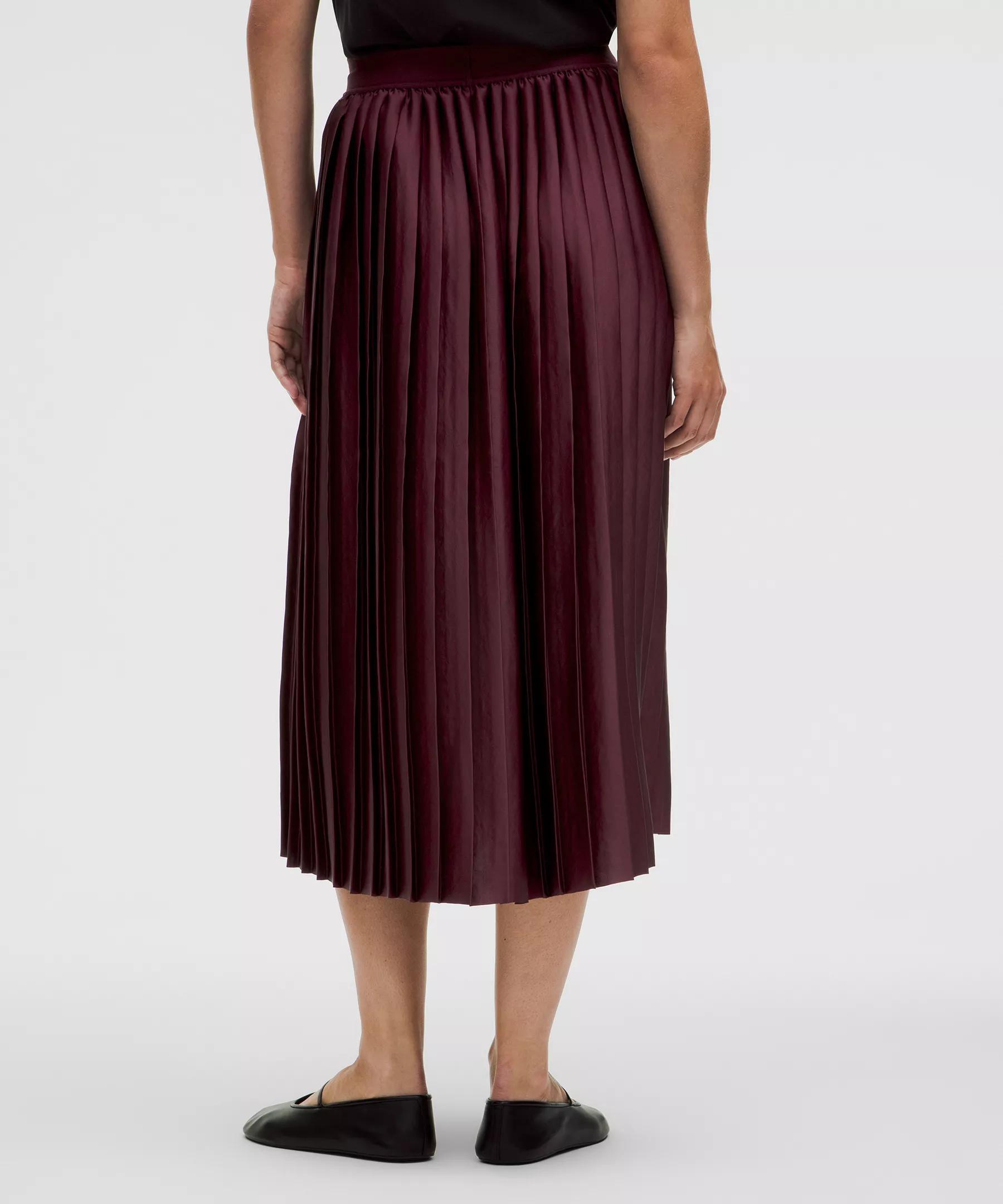 Satin Pleated Midi Skirt Product Image