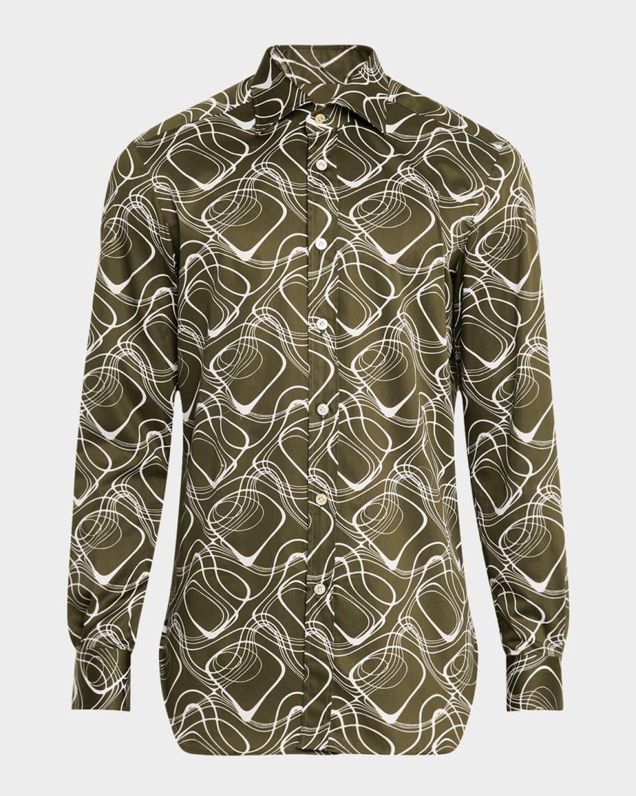 Mens Cotton Wave-Print Sport Shirt Product Image