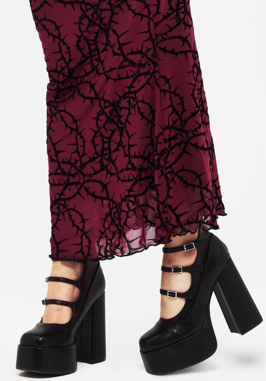 Prickle Thorn Print Mesh Mermaid Maxi Skirt Product Image