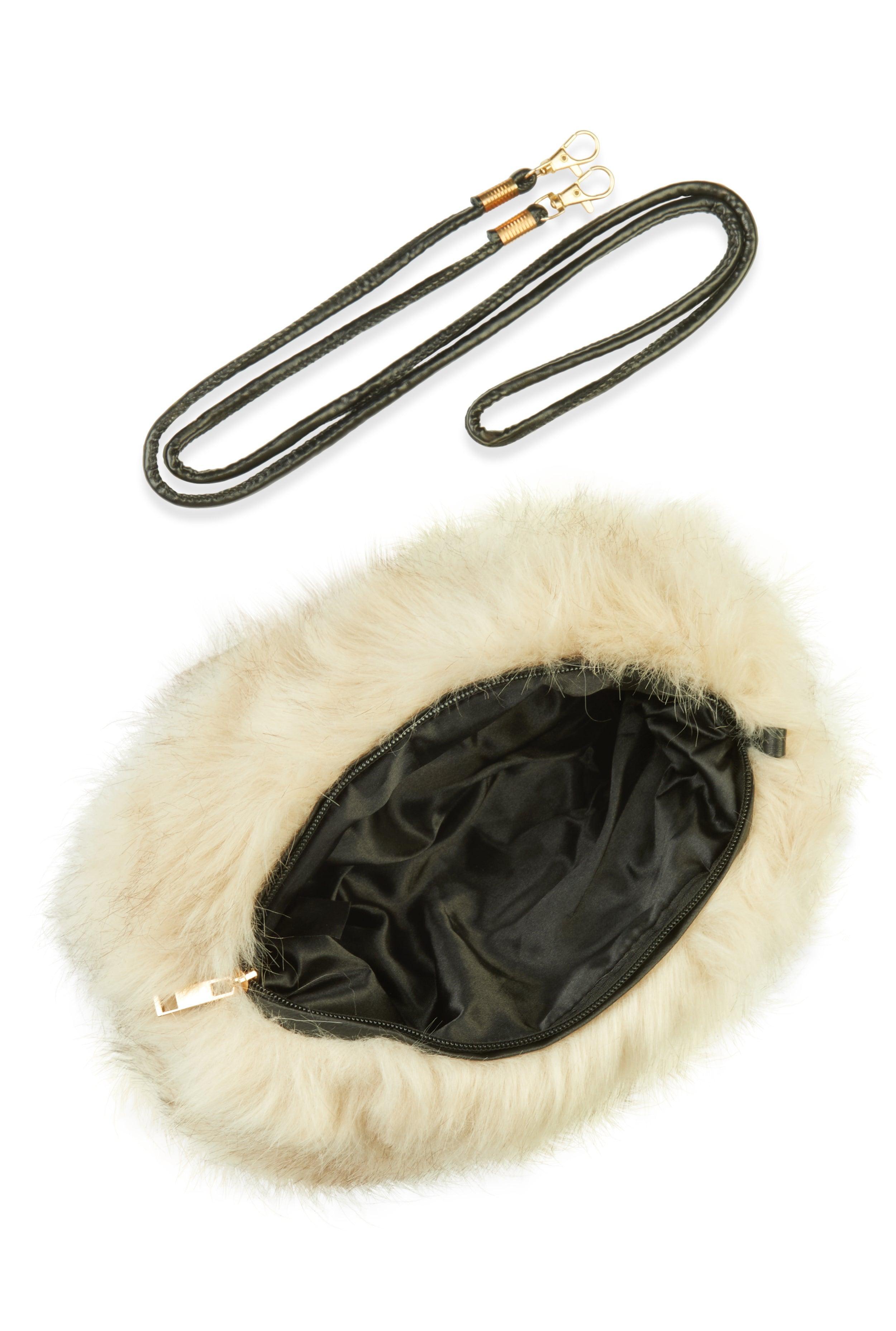 Womens Faux Fur Muff Crossbody Bag Product Image