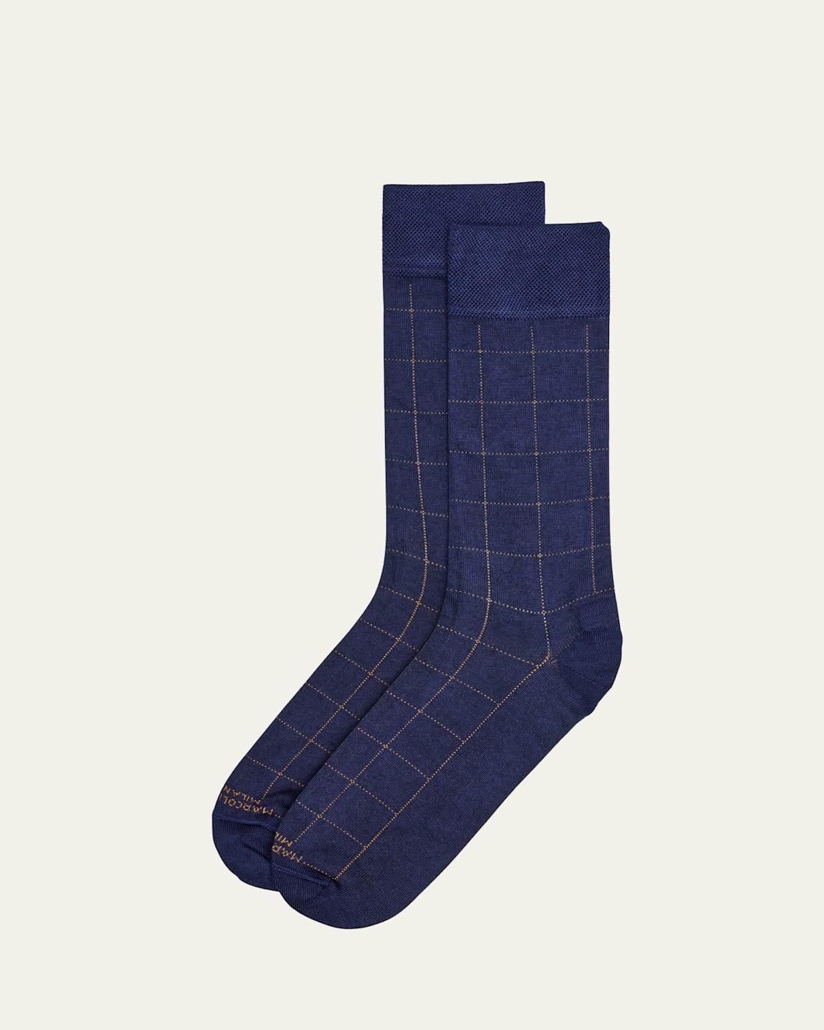 Mens Windowpane Mid-Calf Socks Product Image