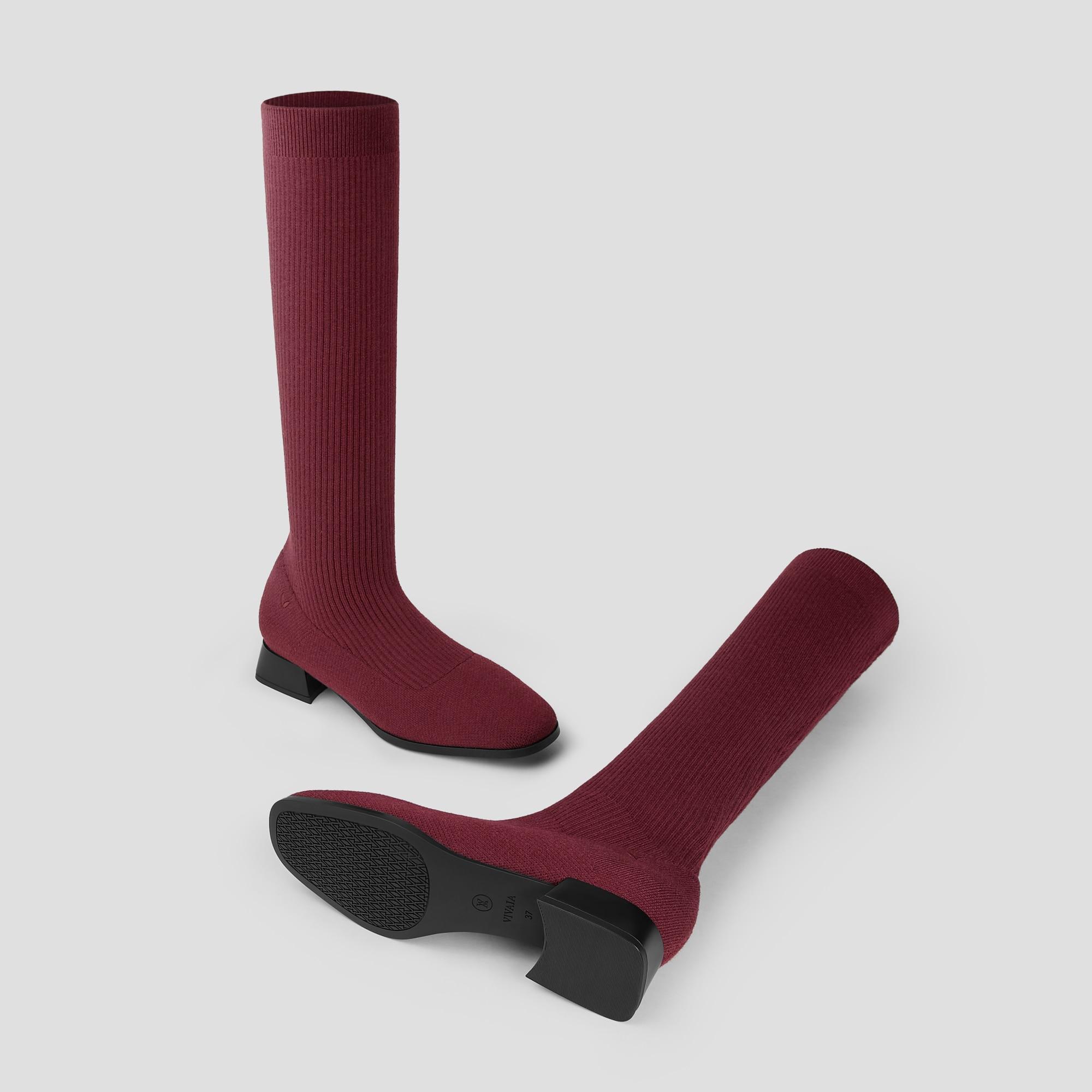 Square-Toe Water Repellent Wool Knee-High Boots (Tara Pro) Product Image