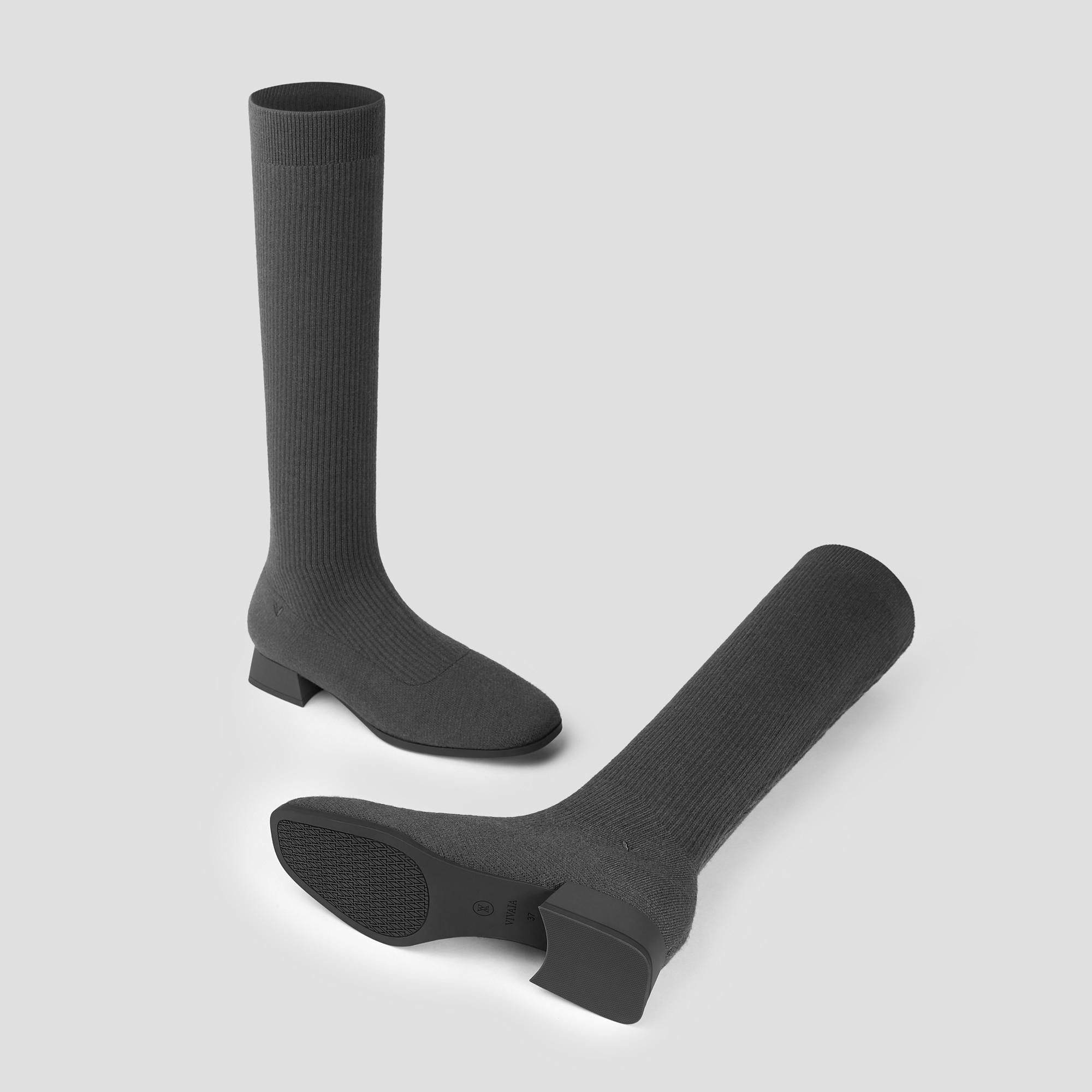 Square-Toe Water Repellent Wool Knee-High Boots (Tara Pro) Product Image