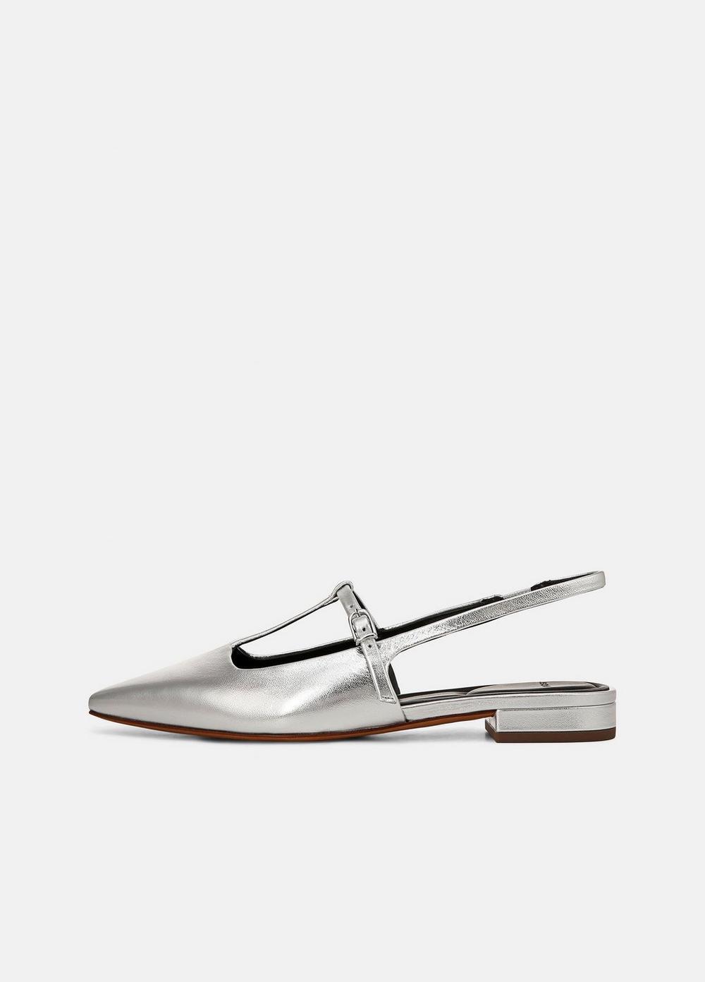 Venice Metallic Leather Slingback Flat Product Image