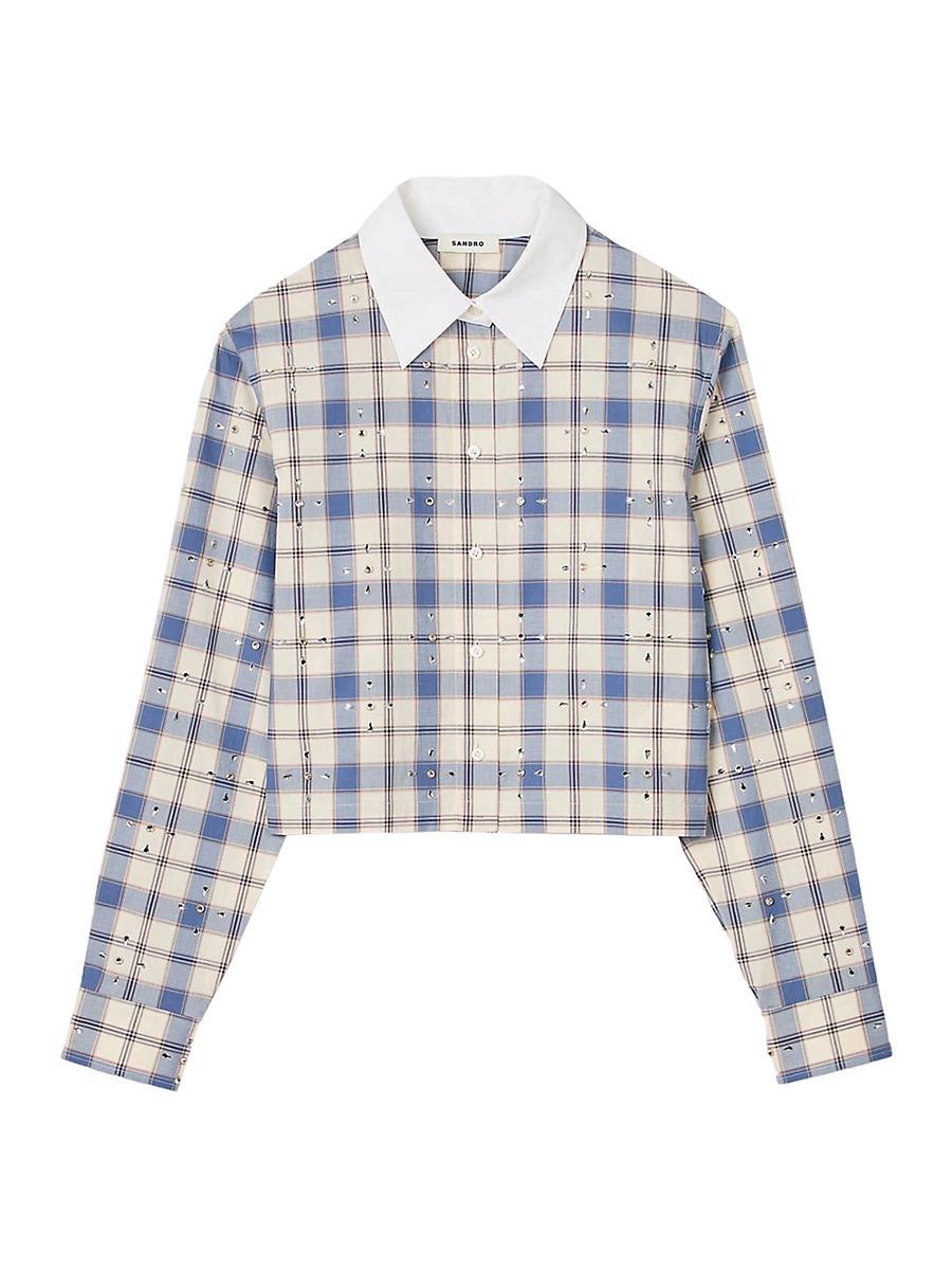 Womens Rhinestone Check Shirt Product Image