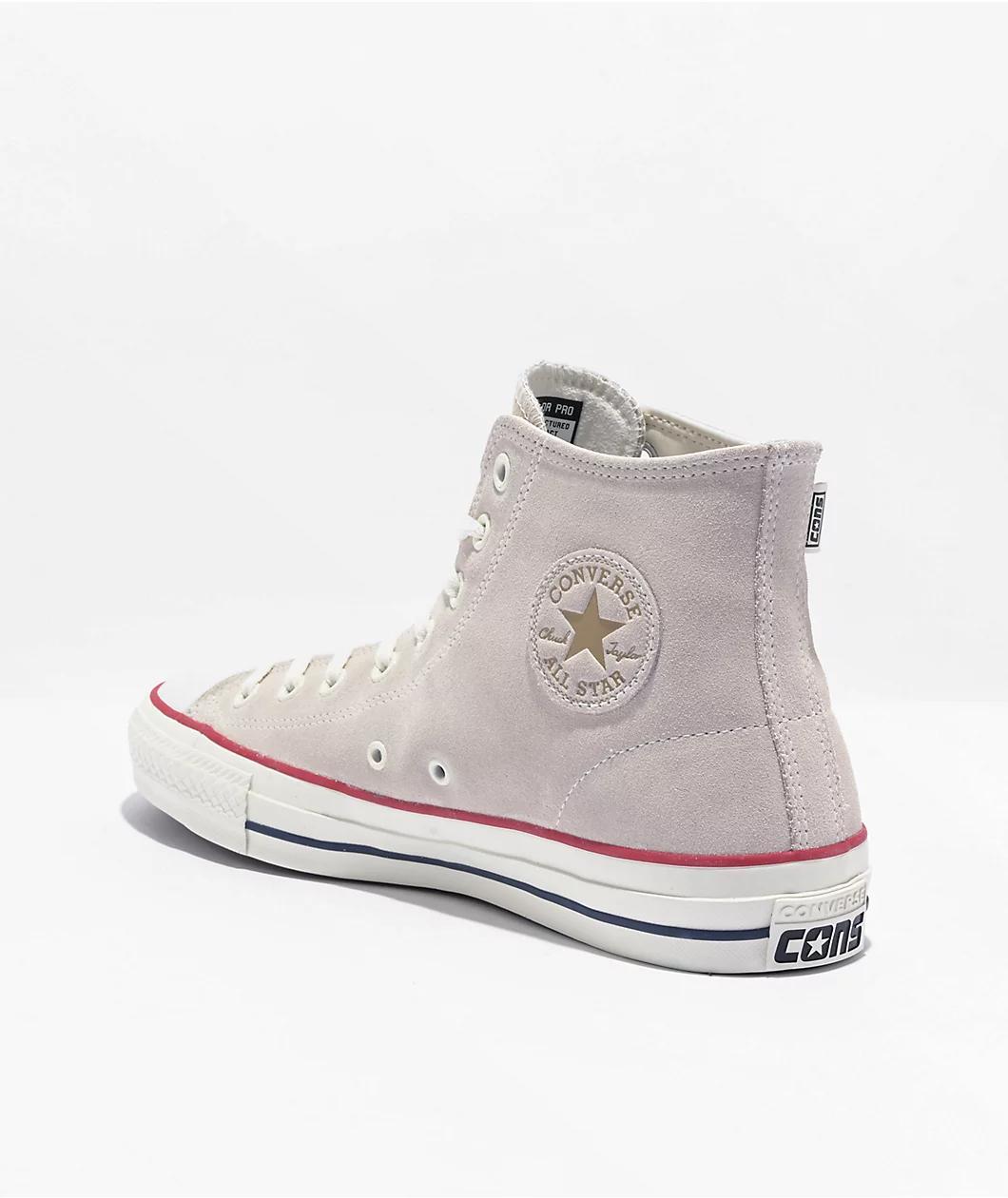 Converse Chuck Taylor All Star Pro Egret Suede High Top Skate Shoes Product Image