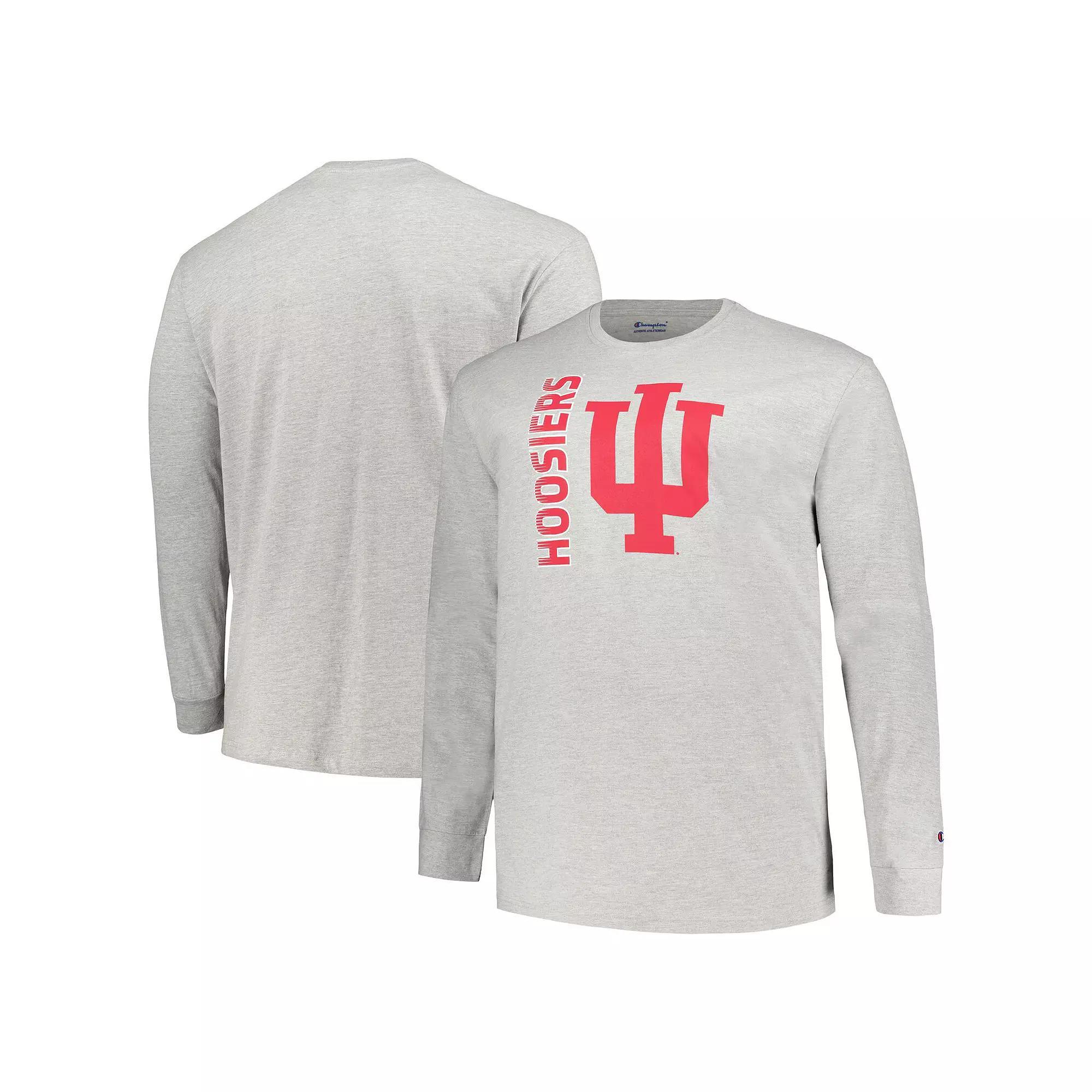 Men's Champion Heather Gray Indiana Hoosiers Big & Tall Mascot Long Sleeve T-Shirt, Size: 2XB, Grey Product Image
