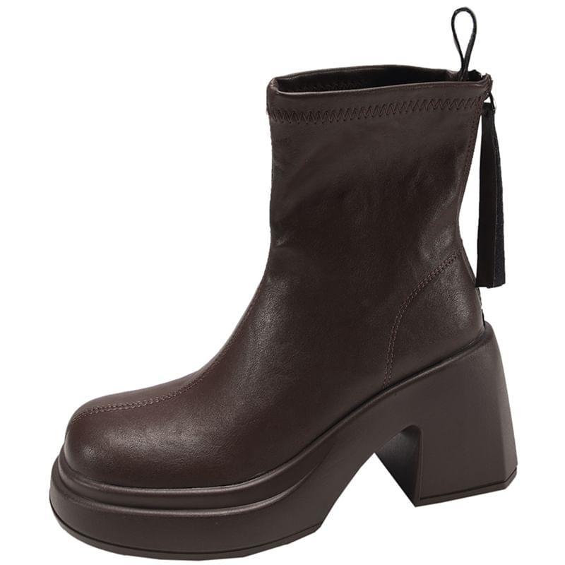 Faux Leather Platform Short Boots Product Image